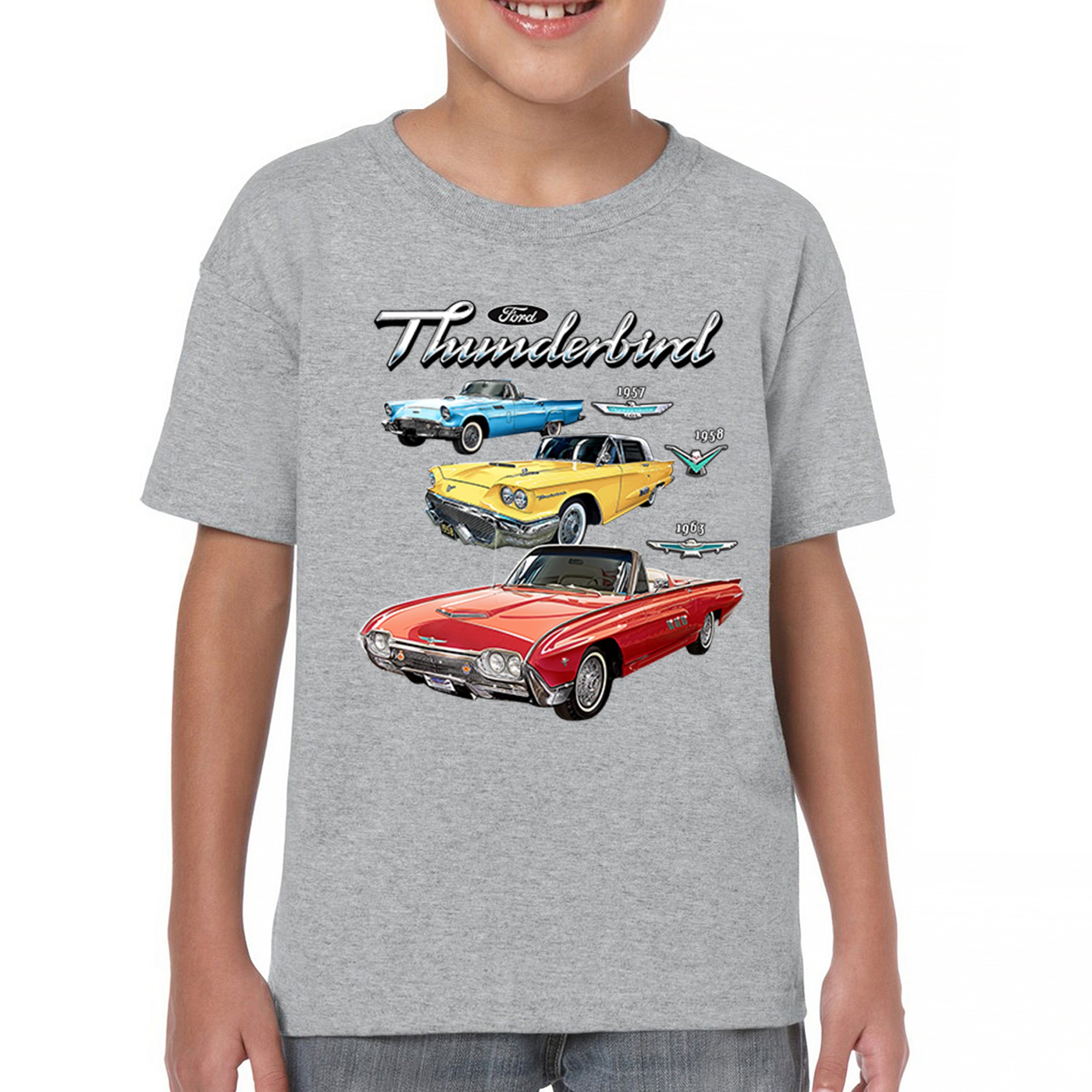 Ford Thunderbirds 1957 1958 1963 Youth T-shirt Classic Retro Convertible Kids - Picture 9 of 50