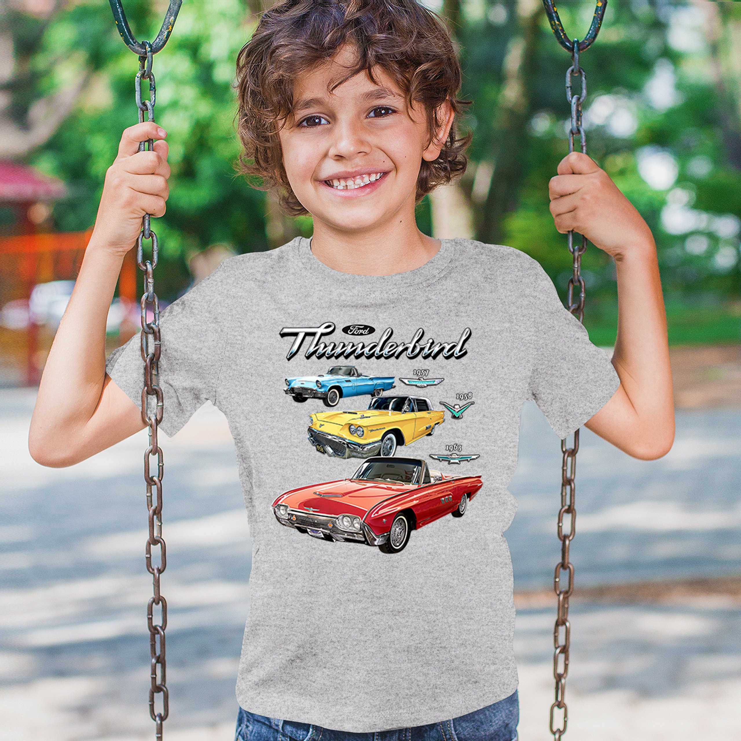Ford Thunderbirds 1957 1958 1963 Youth T-shirt Classic Retro Convertible Kids - Picture 12 of 50