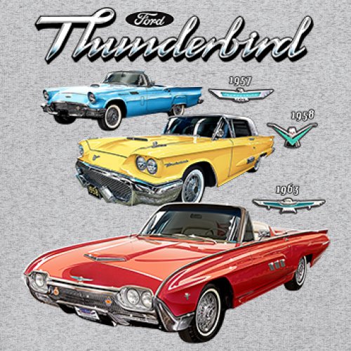 Ford Thunderbirds 1957 1958 1963 Youth T-shirt Classic Retro Convertible Kids - Picture 11 of 50