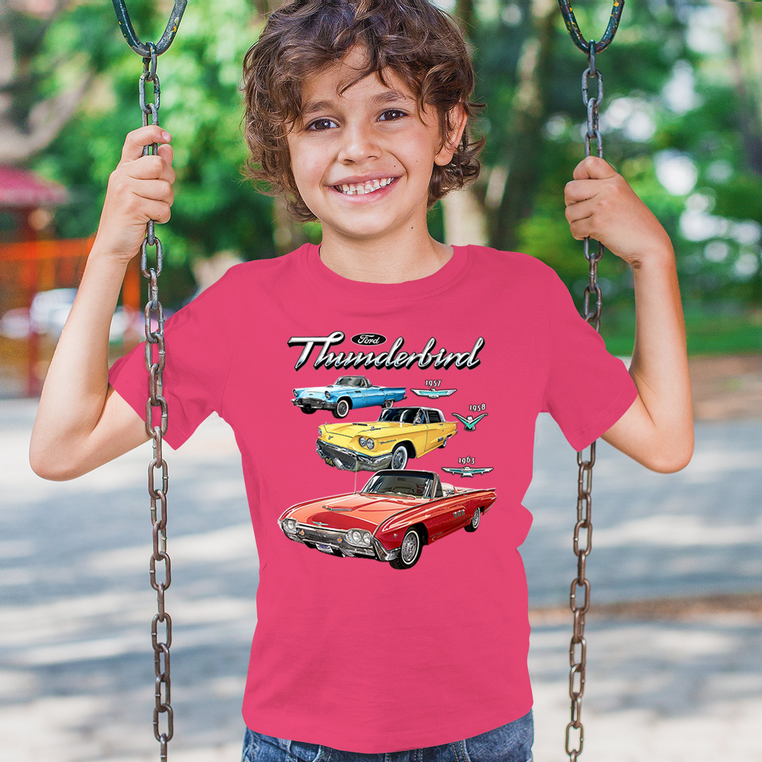 Ford Thunderbirds 1957 1958 1963 Youth T-shirt Classic Retro Convertible Kids - Picture 47 of 50