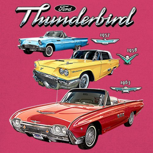 Ford Thunderbirds 1957 1958 1963 Youth T-shirt Classic Retro Convertible Kids - Picture 46 of 50