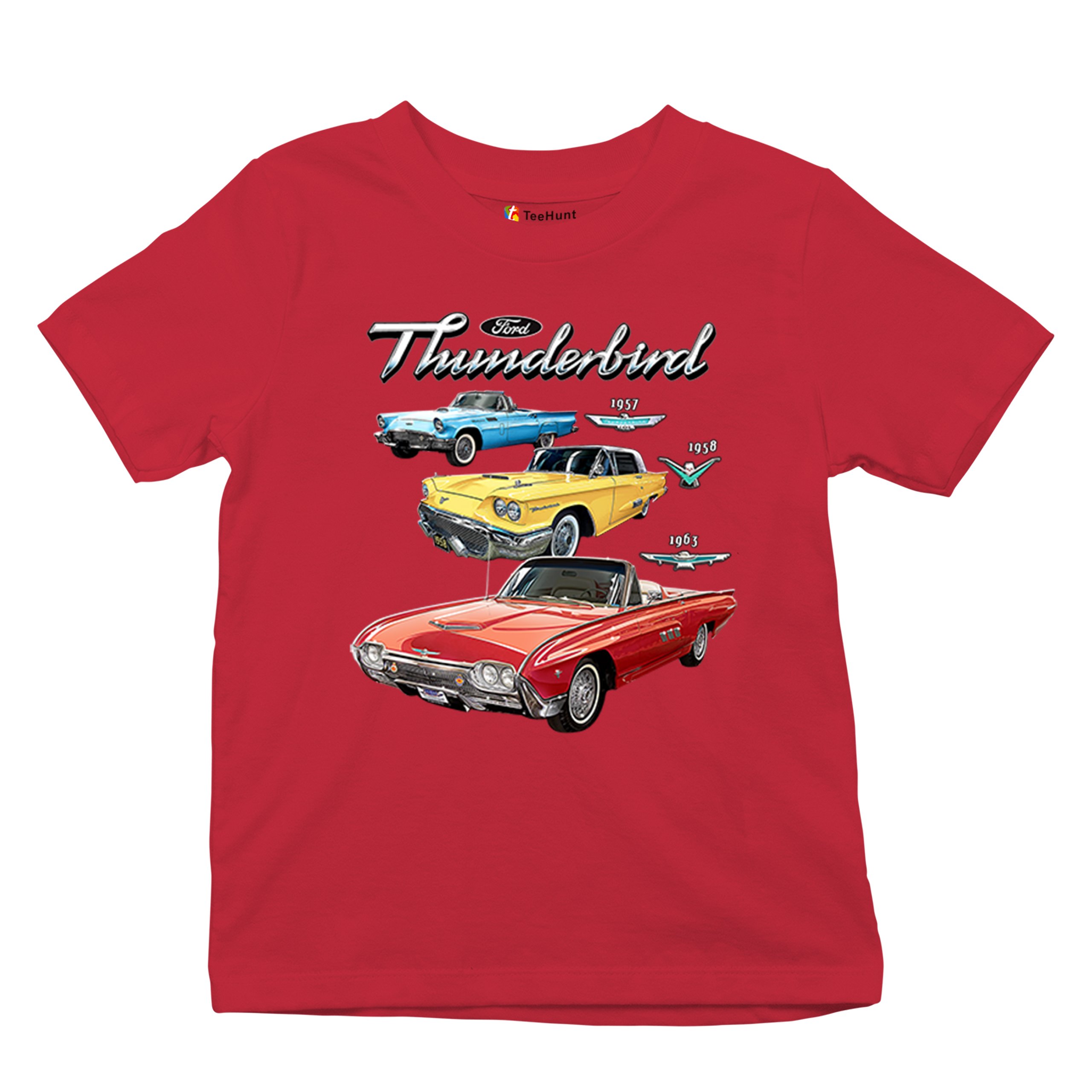 Ford Thunderbirds 1957 1958 1963 Youth T-shirt Classic Retro Convertible Kids - Picture 20 of 50