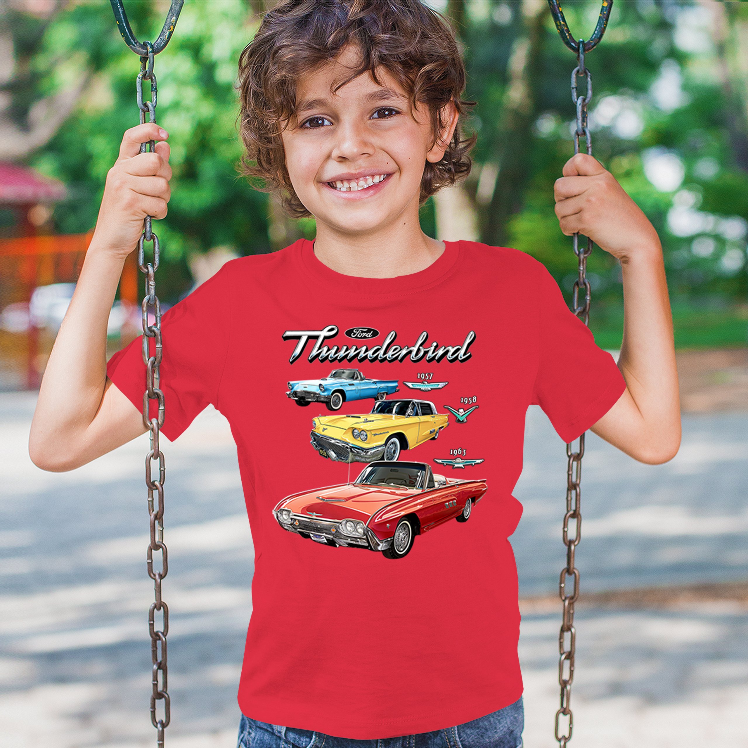 Ford Thunderbirds 1957 1958 1963 Youth T-shirt Classic Retro Convertible Kids - Picture 19 of 50