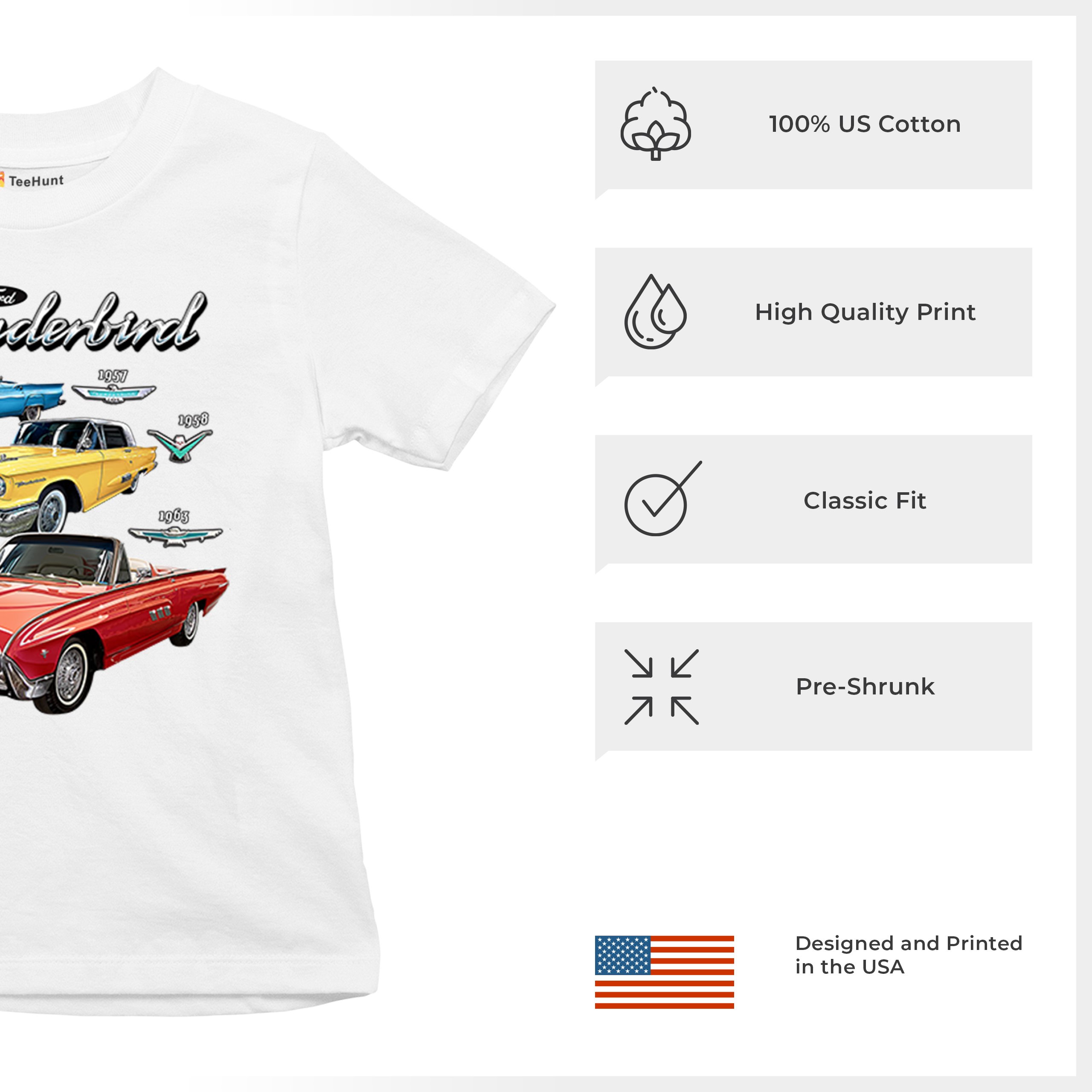 Ford Thunderbirds 1957 1958 1963 Youth T-shirt Classic Retro Convertible Kids - Picture 28 of 50