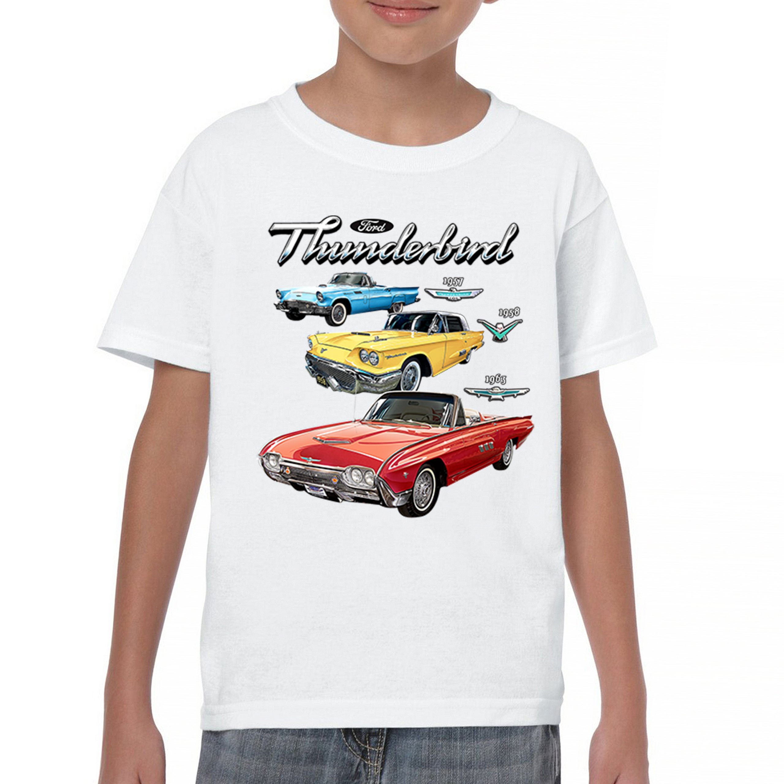 Ford Thunderbirds 1957 1958 1963 Youth T-shirt Classic Retro Convertible Kids - Picture 23 of 50