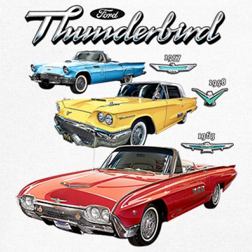 Ford Thunderbirds 1957 1958 1963 Youth T-shirt Classic Retro Convertible Kids - Picture 25 of 50