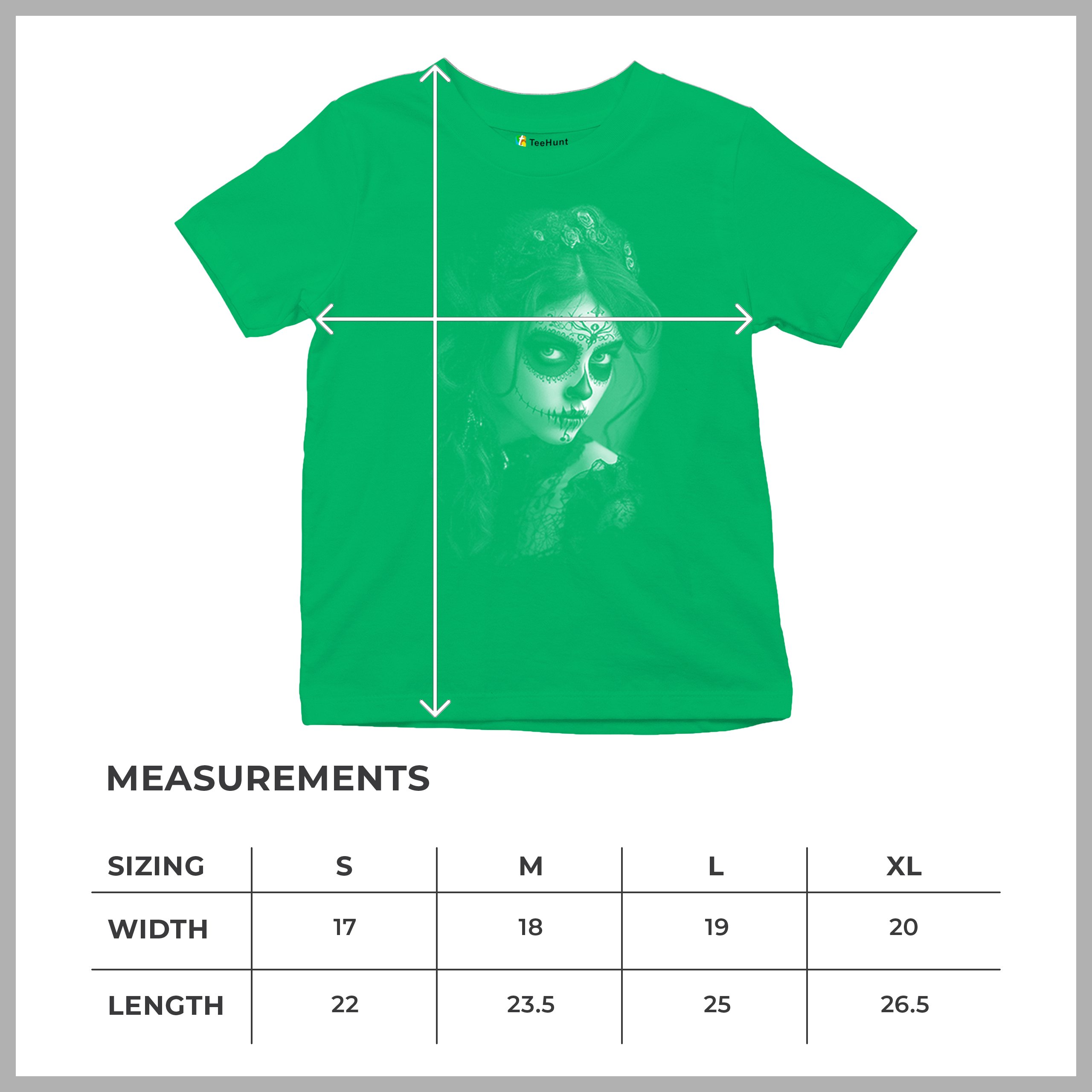 Sugar Skull Lace Youth T-shirt Black White Day of the Dead Gothic Beauty Kids - Picture 36 of 50