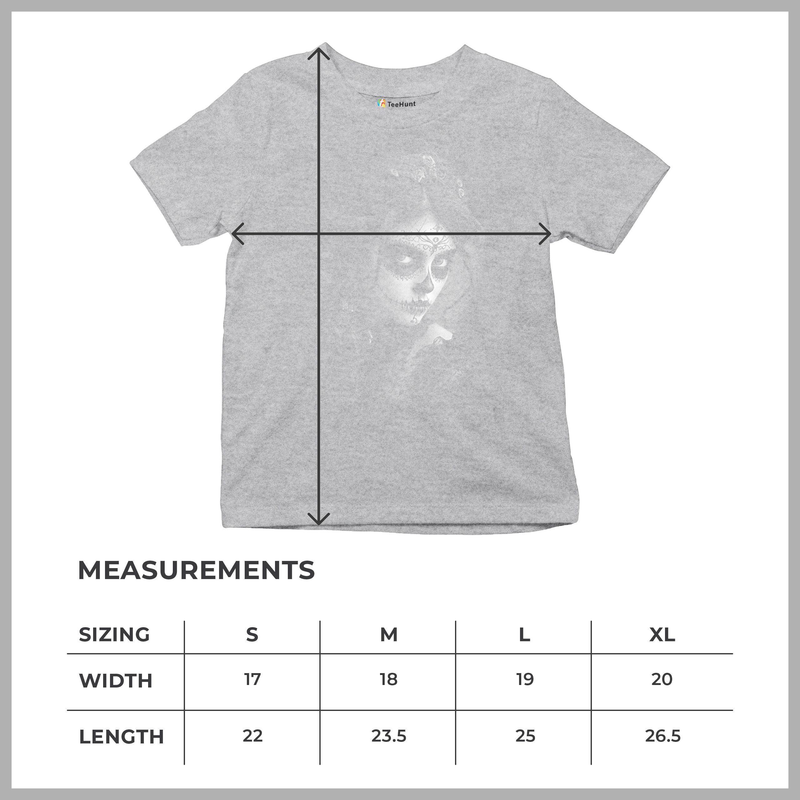 Sugar Skull Lace Youth T-shirt Black White Day of the Dead Gothic Beauty Kids - Picture 15 of 50