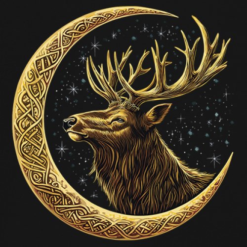 Celtic Moon Elk Youth T-shirt North Mystic Nature Spiritual Nordic Buck Kids - Picture 4 of 50