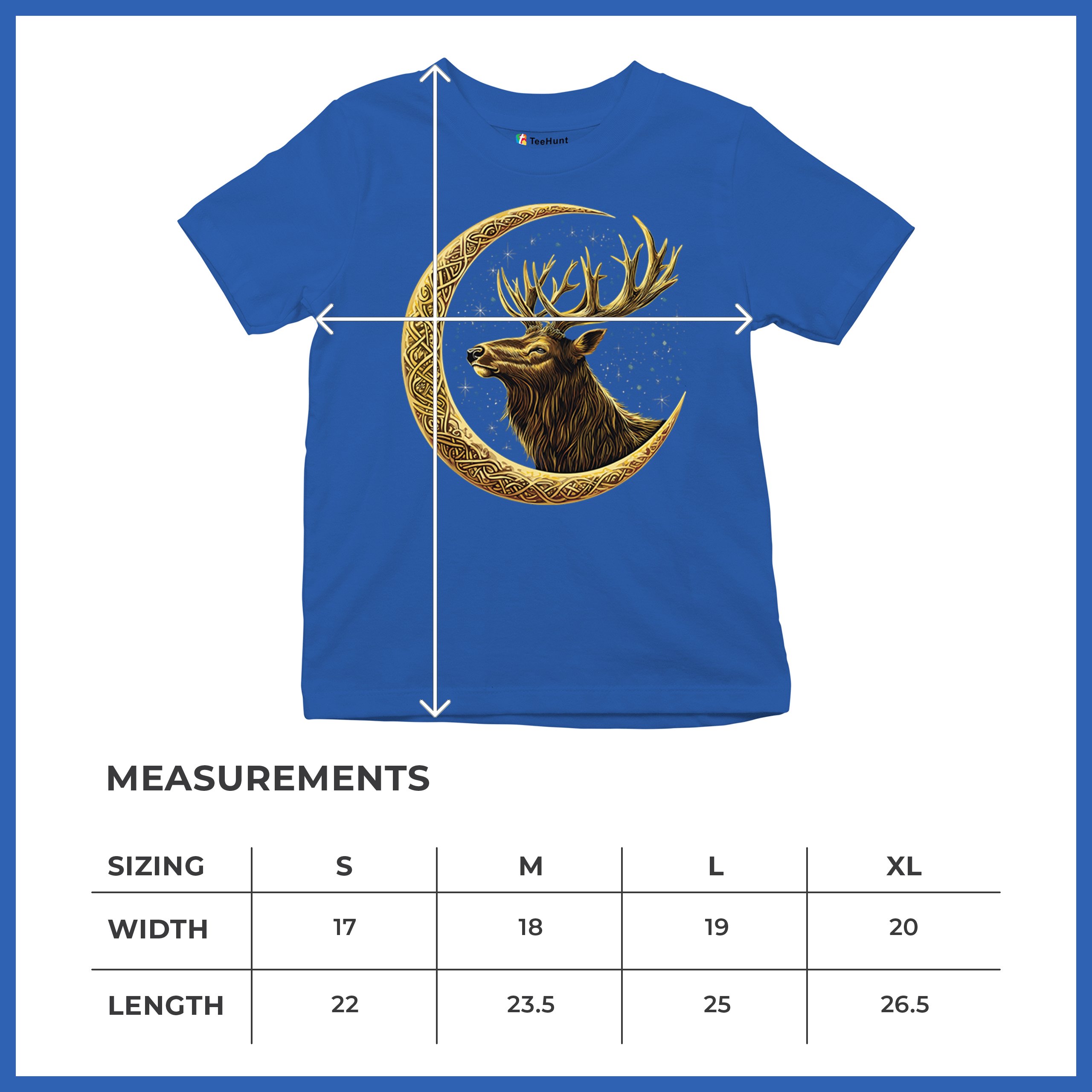 Celtic Moon Elk Youth T-shirt North Mystic Nature Spiritual Nordic Buck Kids - Picture 43 of 50