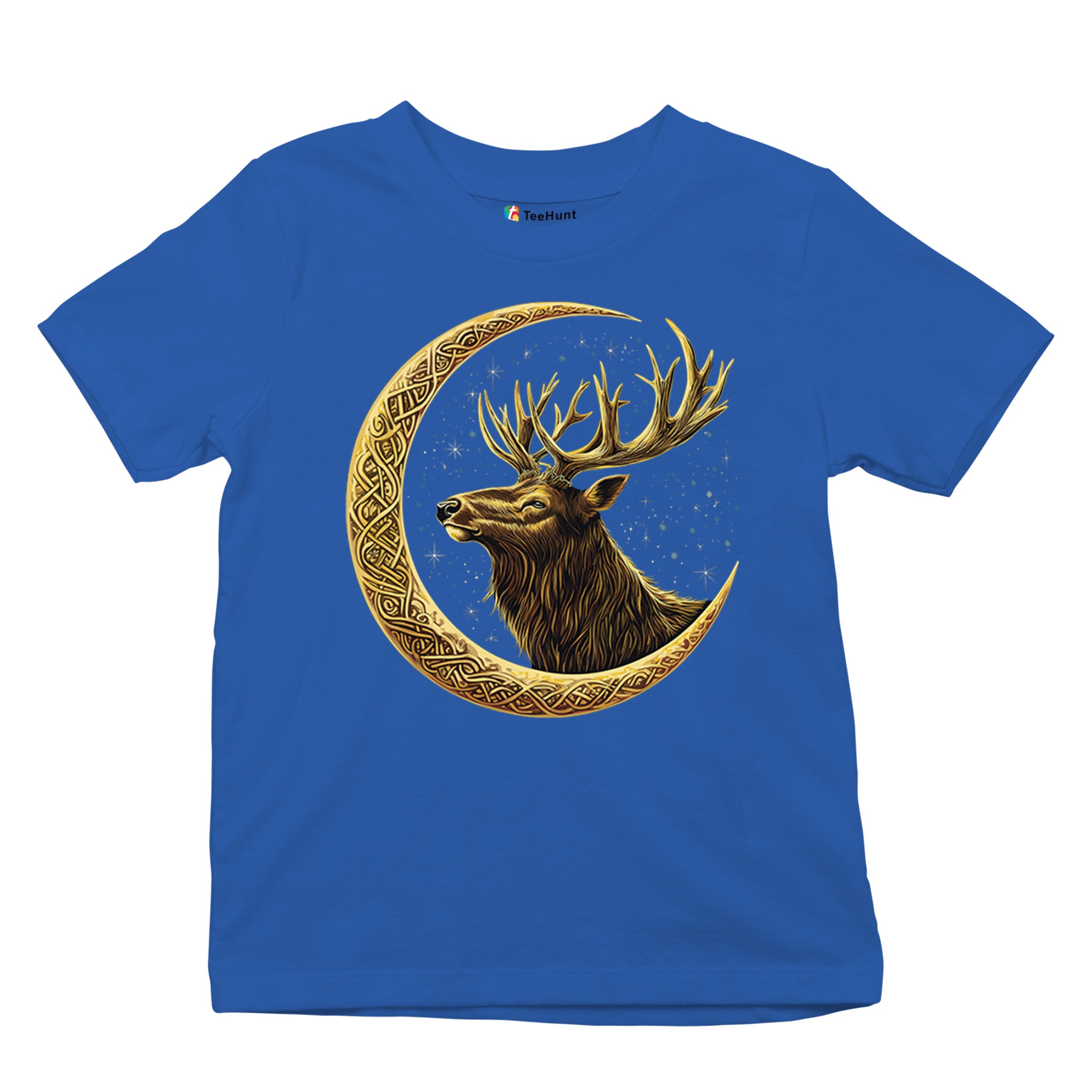 Celtic Moon Elk Youth T-shirt North Mystic Nature Spiritual Nordic Buck Kids - Picture 41 of 50