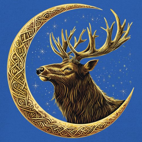 Celtic Moon Elk Youth T-shirt North Mystic Nature Spiritual Nordic Buck Kids - Picture 39 of 50