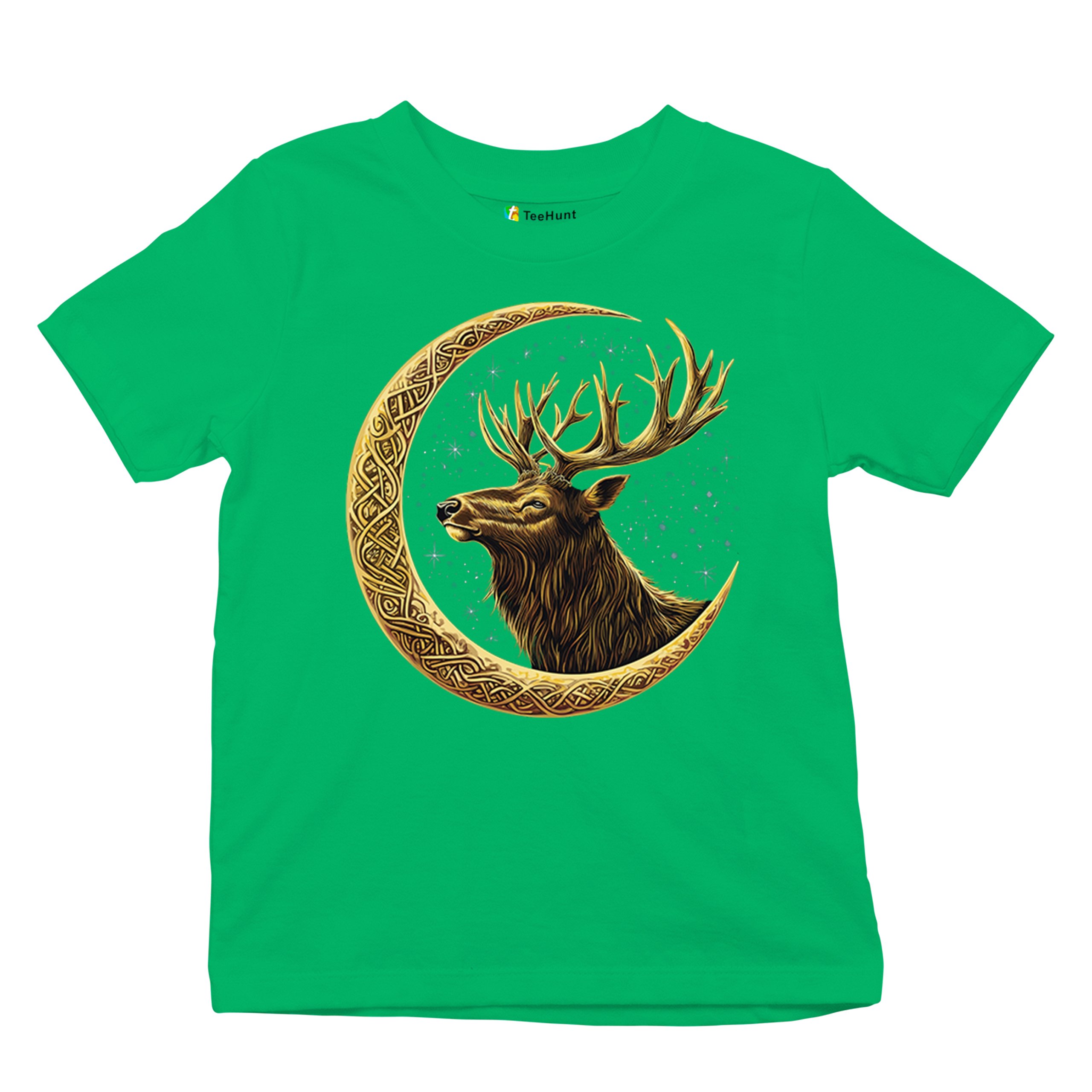 Celtic Moon Elk Youth T-shirt North Mystic Nature Spiritual Nordic Buck Kids - Picture 34 of 50