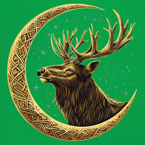 Celtic Moon Elk Youth T-shirt North Mystic Nature Spiritual Nordic Buck Kids - Picture 32 of 50