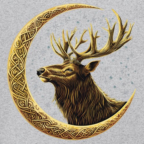Celtic Moon Elk Youth T-shirt North Mystic Nature Spiritual Nordic Buck Kids - Picture 11 of 50