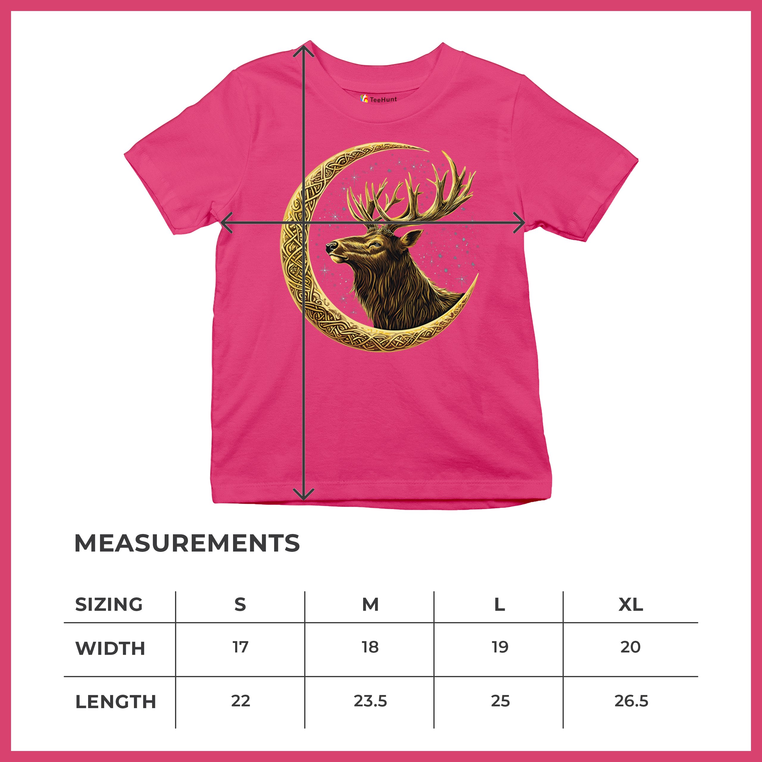 Celtic Moon Elk Youth T-shirt North Mystic Nature Spiritual Nordic Buck Kids - Picture 50 of 50