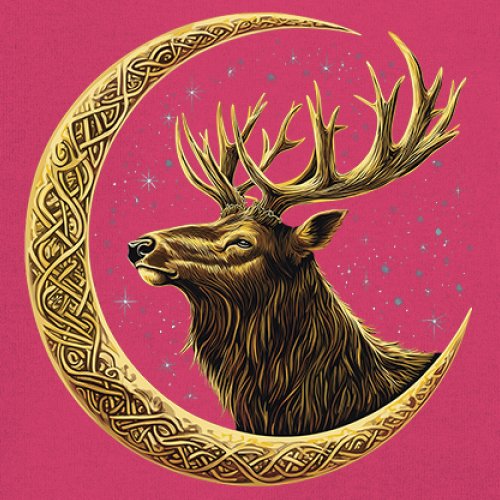 Celtic Moon Elk Youth T-shirt North Mystic Nature Spiritual Nordic Buck Kids - Picture 46 of 50