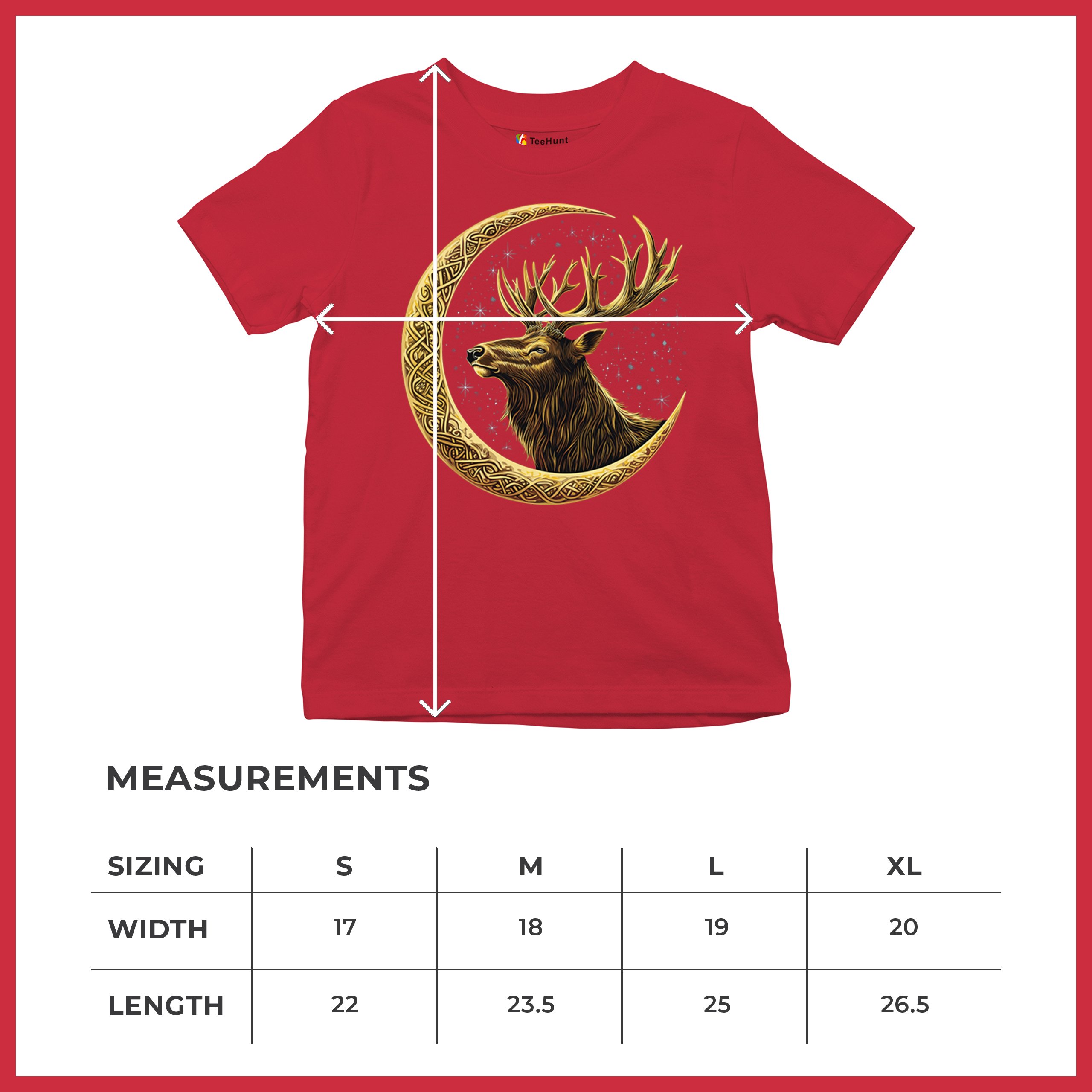 Celtic Moon Elk Youth T-shirt North Mystic Nature Spiritual Nordic Buck Kids - Picture 22 of 50