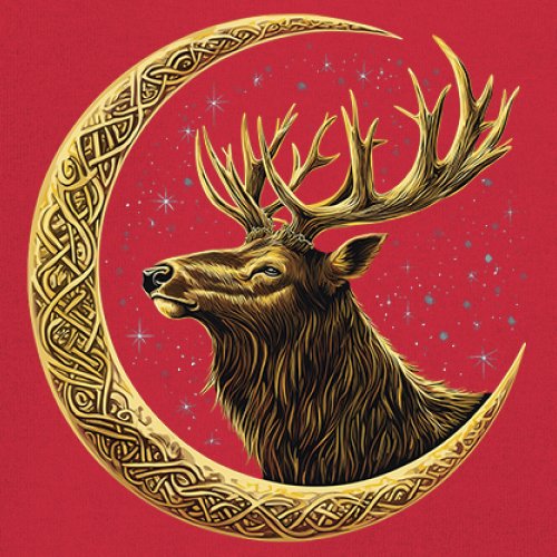 Celtic Moon Elk Youth T-shirt North Mystic Nature Spiritual Nordic Buck Kids - Picture 18 of 50