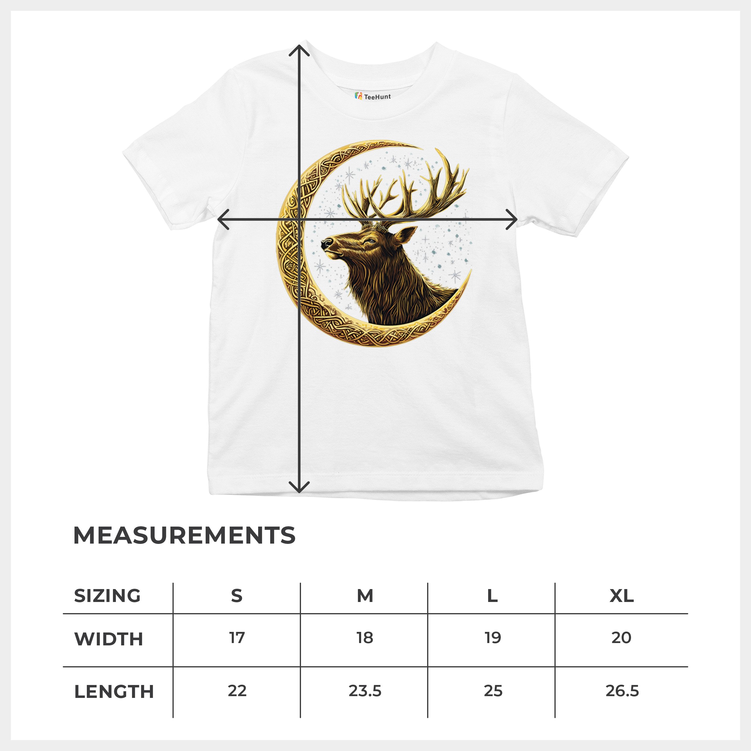 Celtic Moon Elk Youth T-shirt North Mystic Nature Spiritual Nordic Buck Kids - Picture 29 of 50