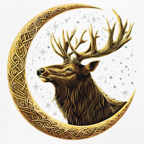 Celtic Moon Elk Youth T-shirt North Mystic Nature Spiritual Nordic Buck Kids - Picture 25 of 50