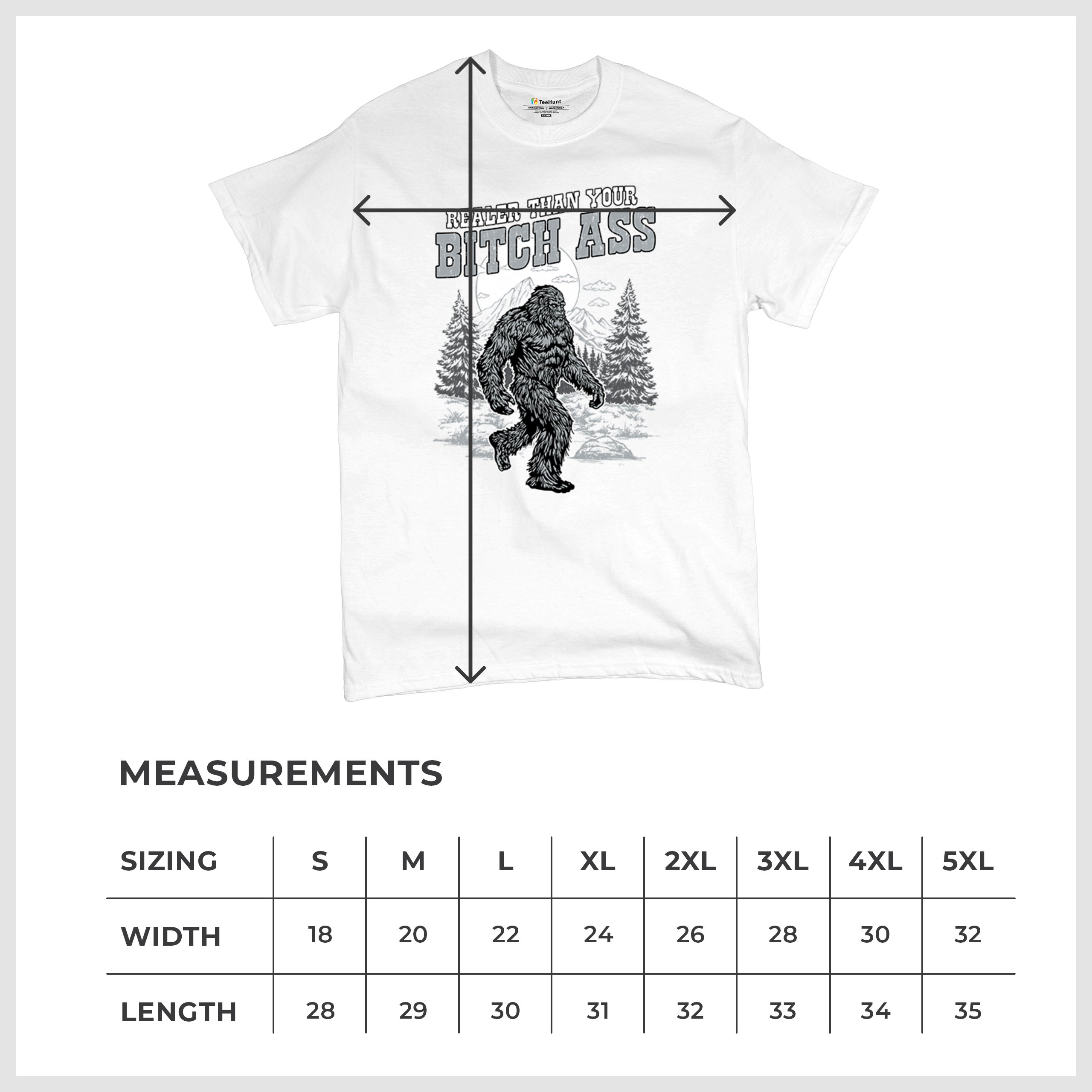 Realer Than Your Bitch Ass T-shirt Funny Bigfoot Sarcastic Joke Men's Tee - Picture 50 of 113