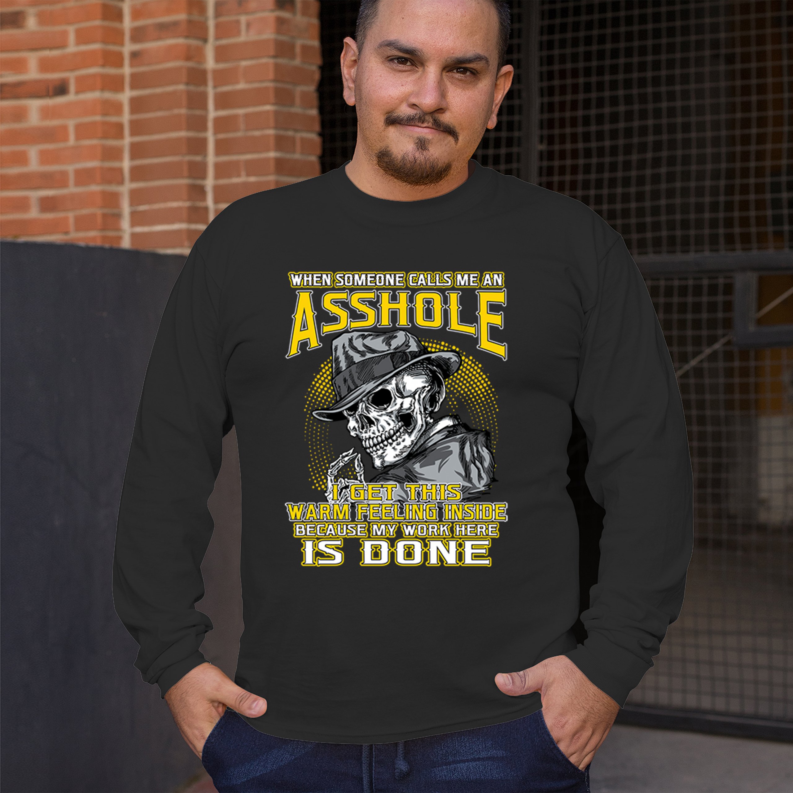 ALTRA Maglietta manica lunga When Someone Calls Me An A**h*le divertente scheletro