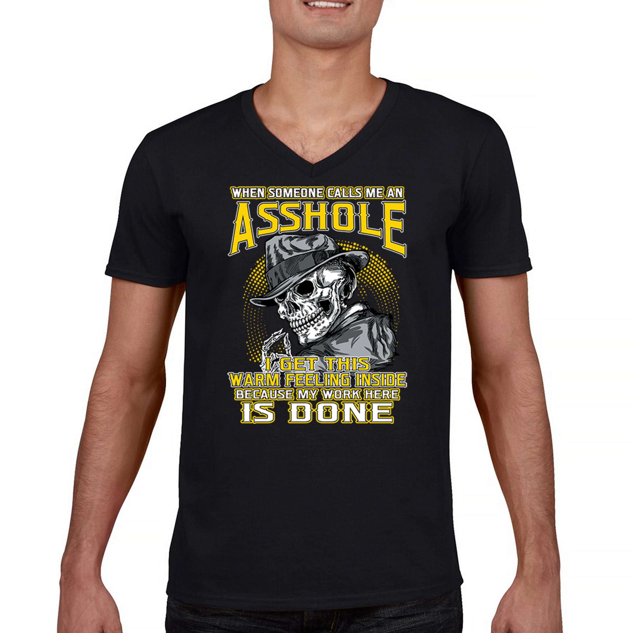 ALTRA When Someone Calls Me An A**h*le Maglietta Uomo Scollo a V Divertente Scheletro