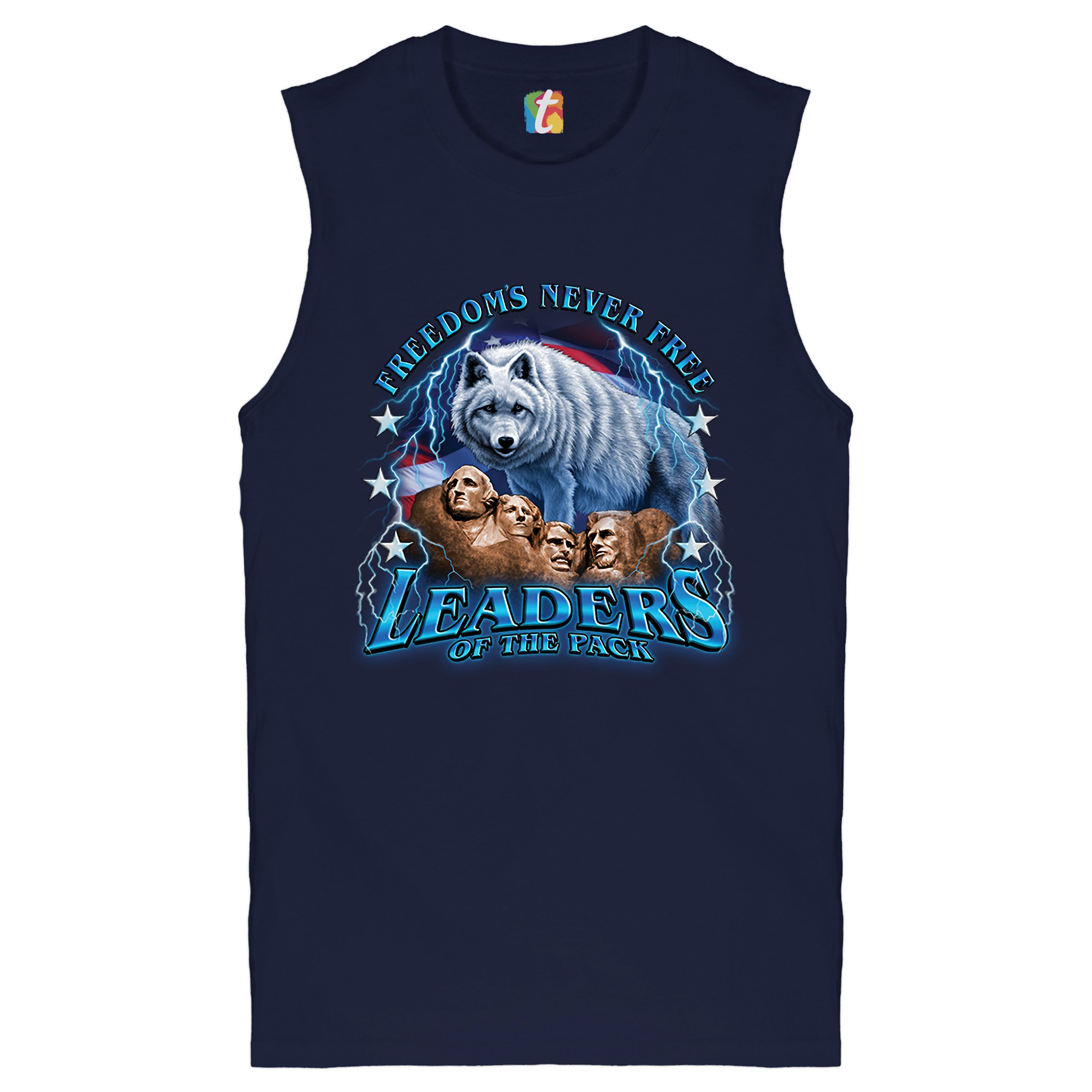 トップス A Leaders of the Pack Muscle Shirt Mount Rushmore 4th of July