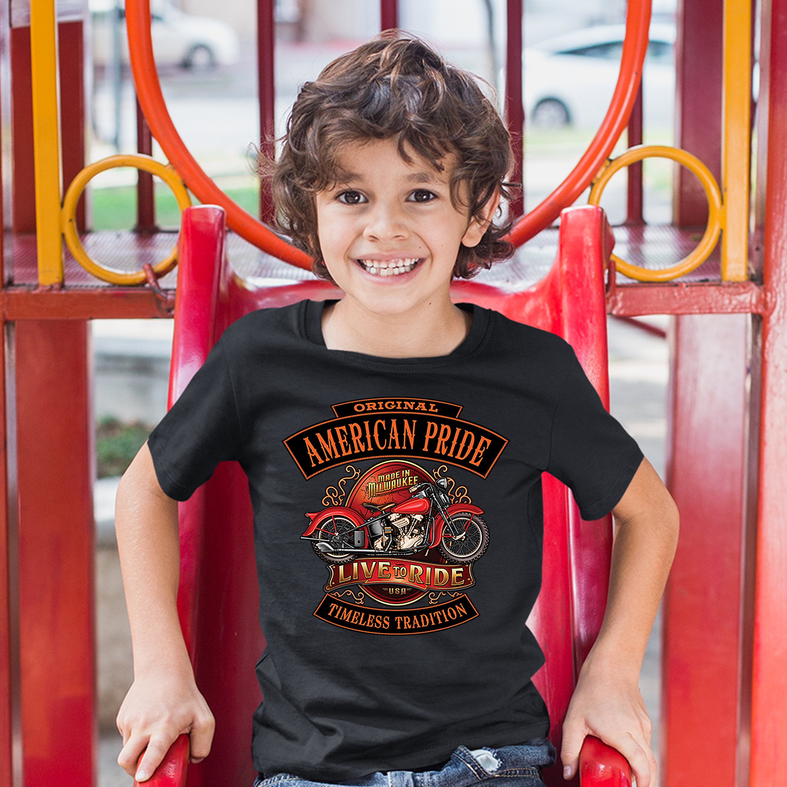 Original American Pride Youth T-shirt Live to Ride Timeless Tradition Kids - Picture 5 of 29