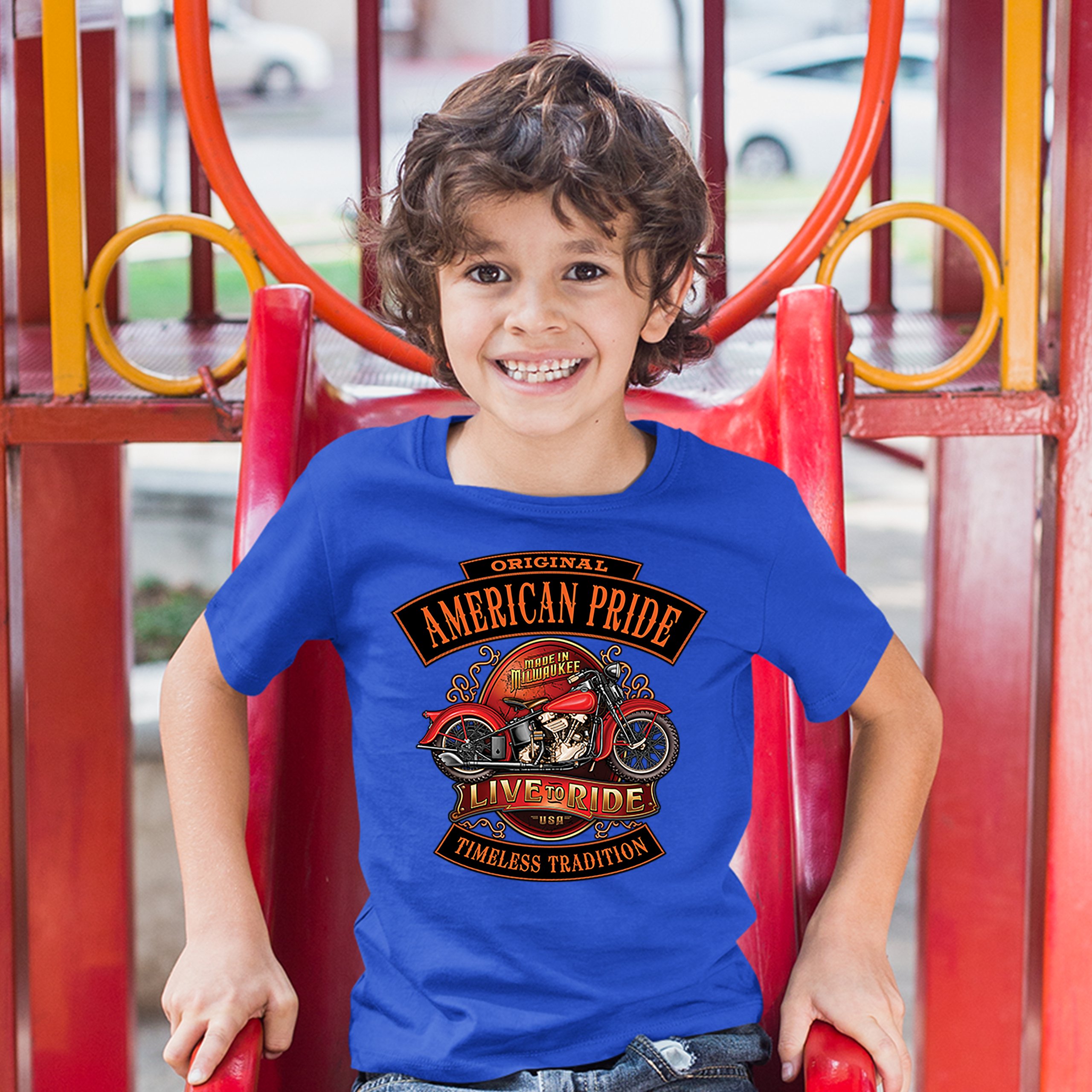 Original American Pride Youth T-shirt Live to Ride Timeless Tradition Kids - Picture 25 of 29