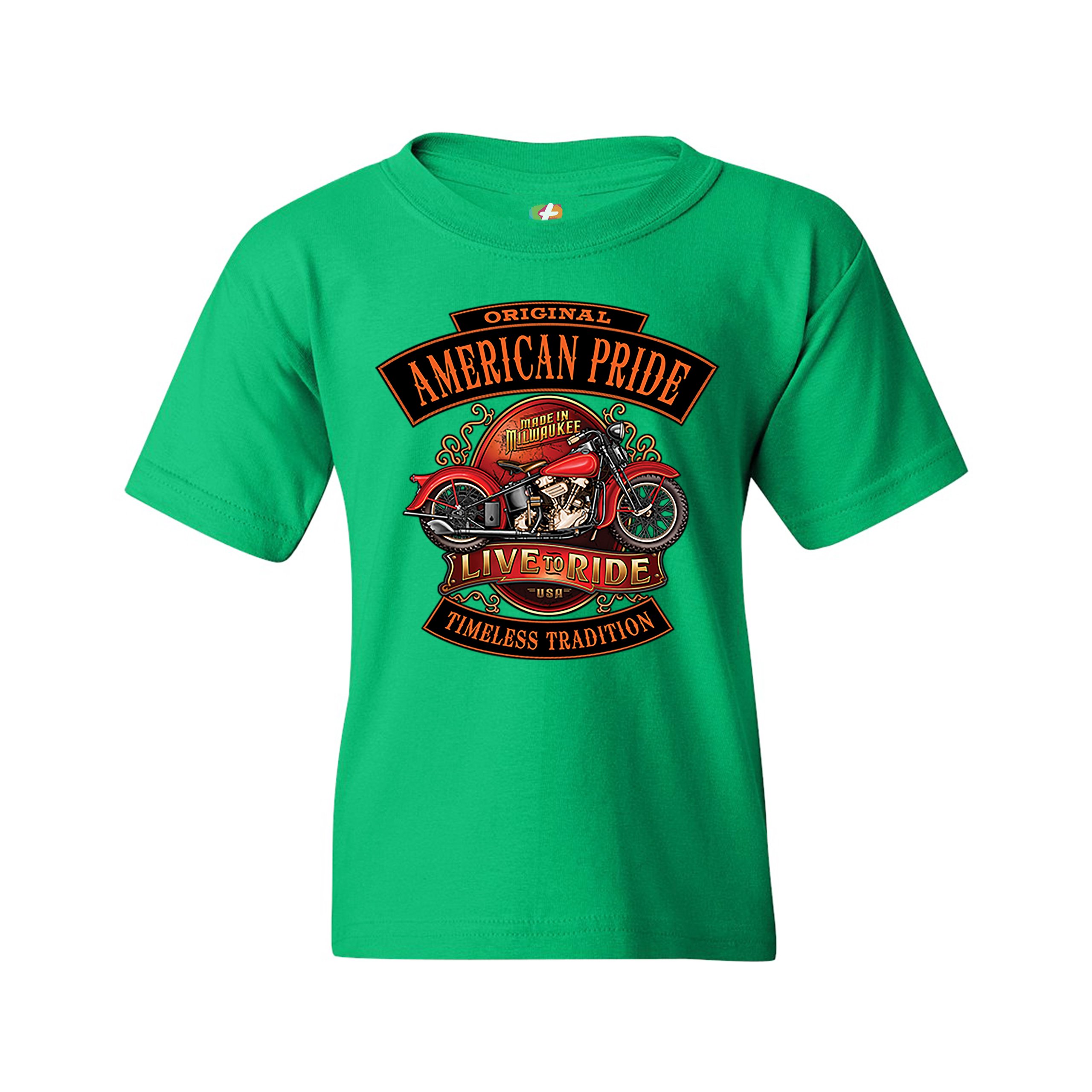 Original American Pride Youth T-shirt Live to Ride Timeless Tradition Kids - Picture 19 of 29