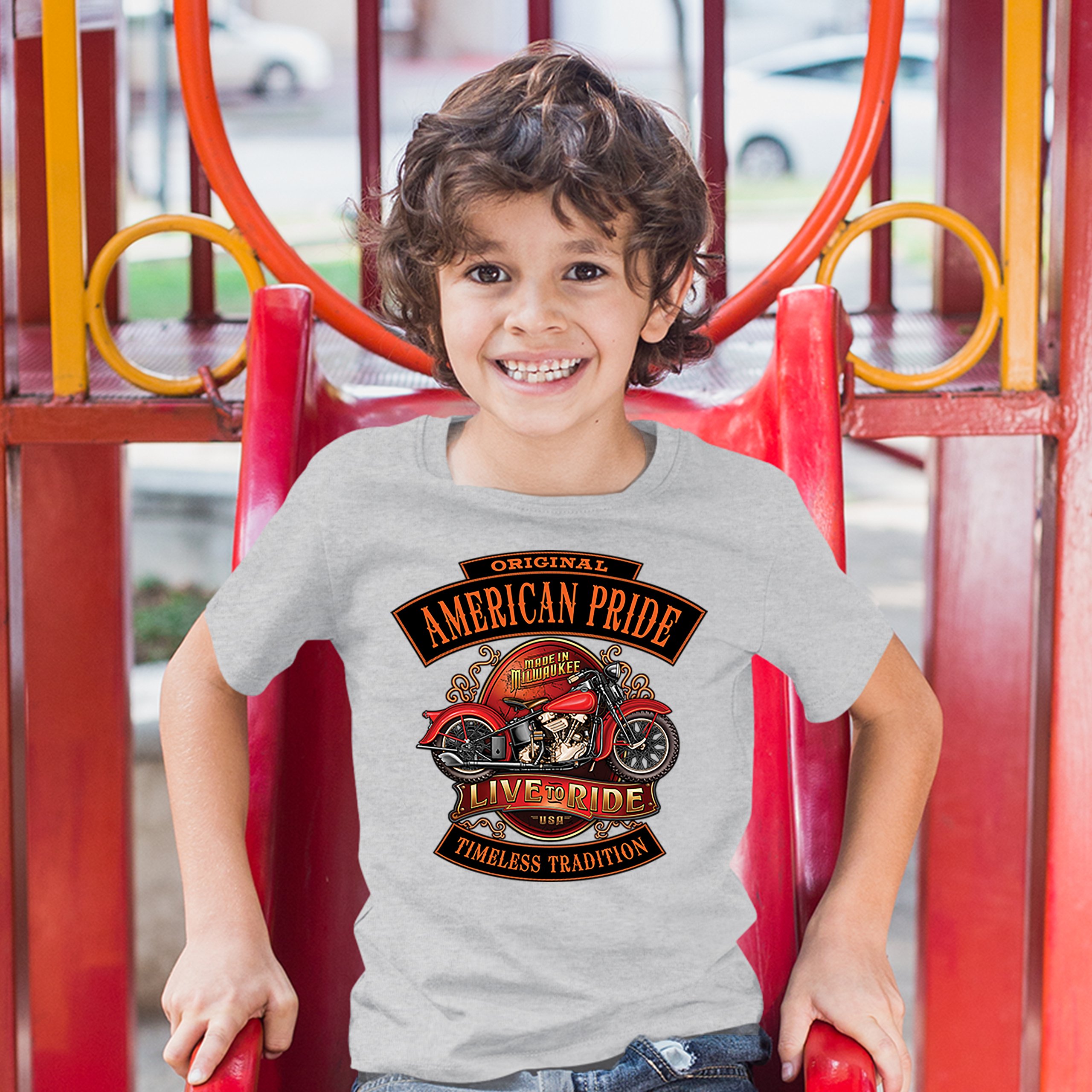 Original American Pride Youth T-shirt Live to Ride Timeless Tradition Kids - Picture 9 of 29