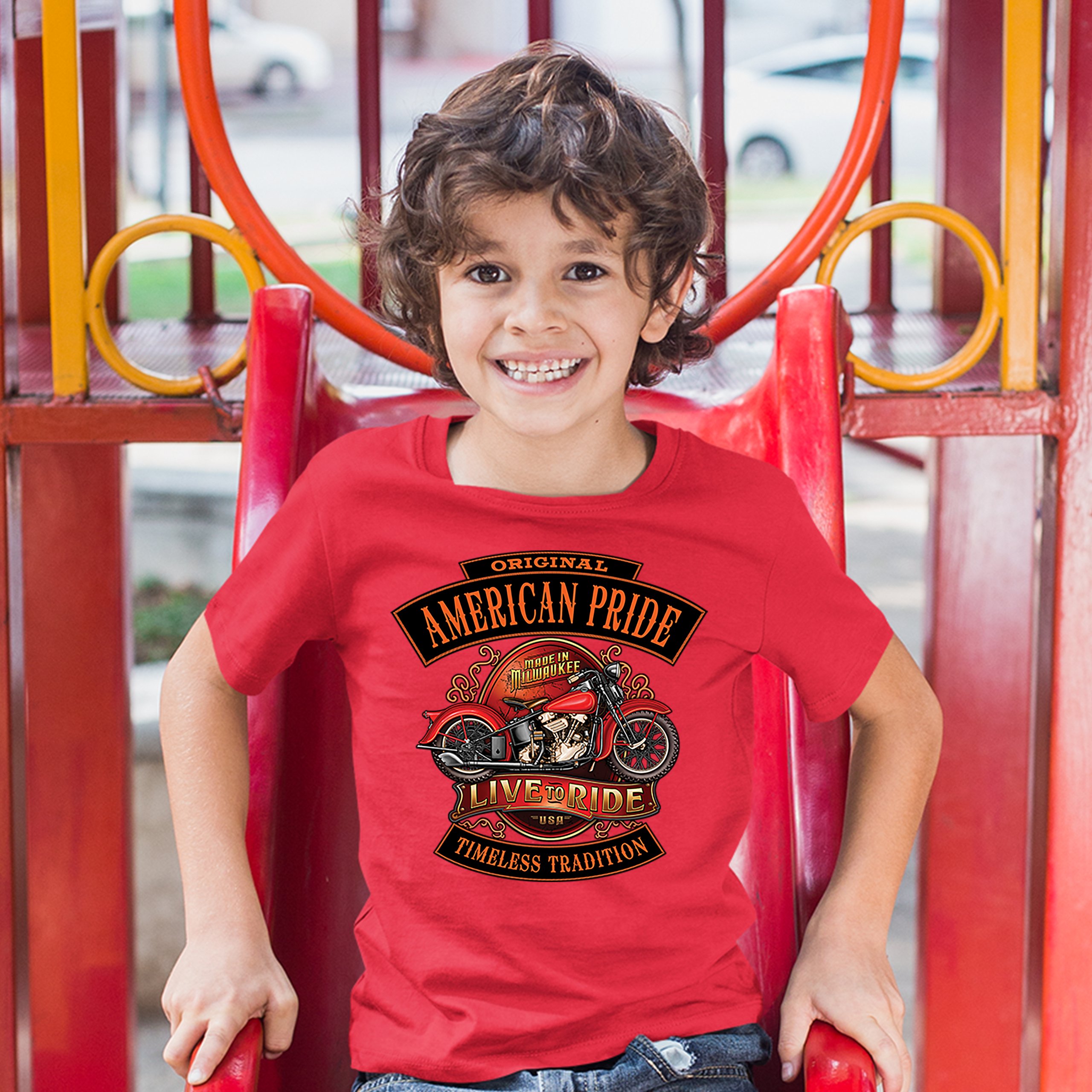 Original American Pride Youth T-shirt Live to Ride Timeless Tradition Kids - Picture 13 of 29