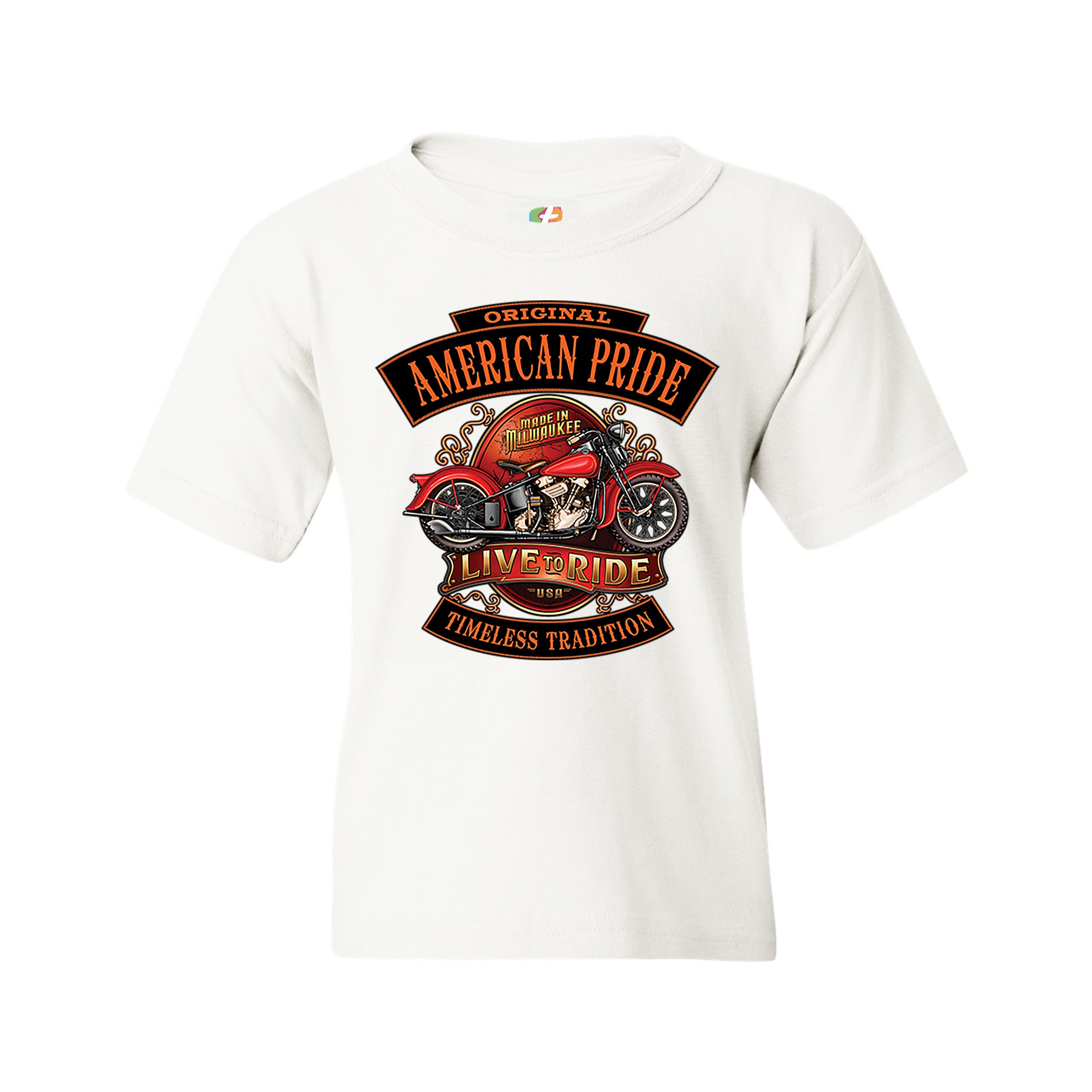 Original American Pride Youth T-shirt Live to Ride Timeless Tradition Kids - Picture 15 of 29