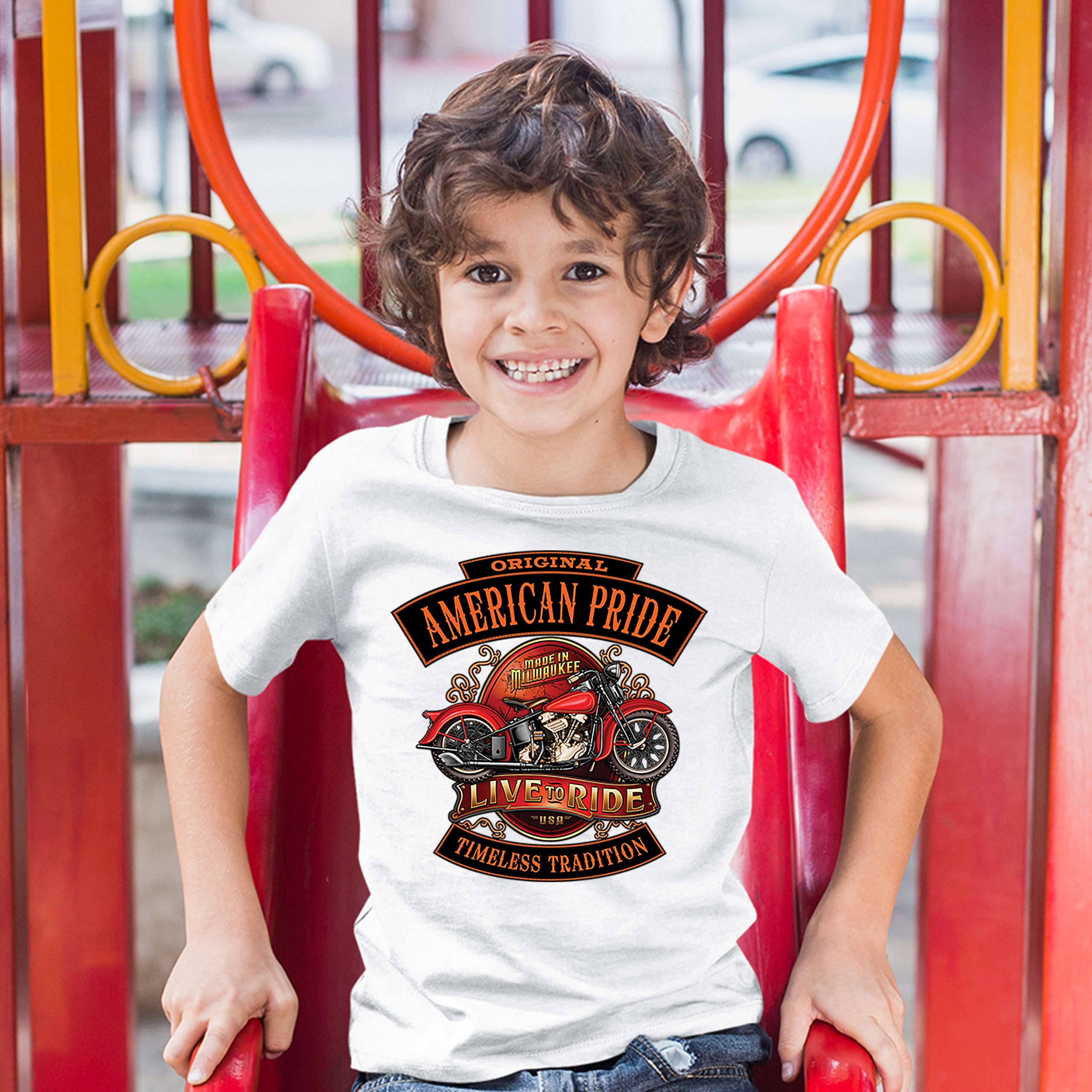 Original American Pride Youth T-shirt Live to Ride Timeless Tradition Kids - Picture 17 of 29