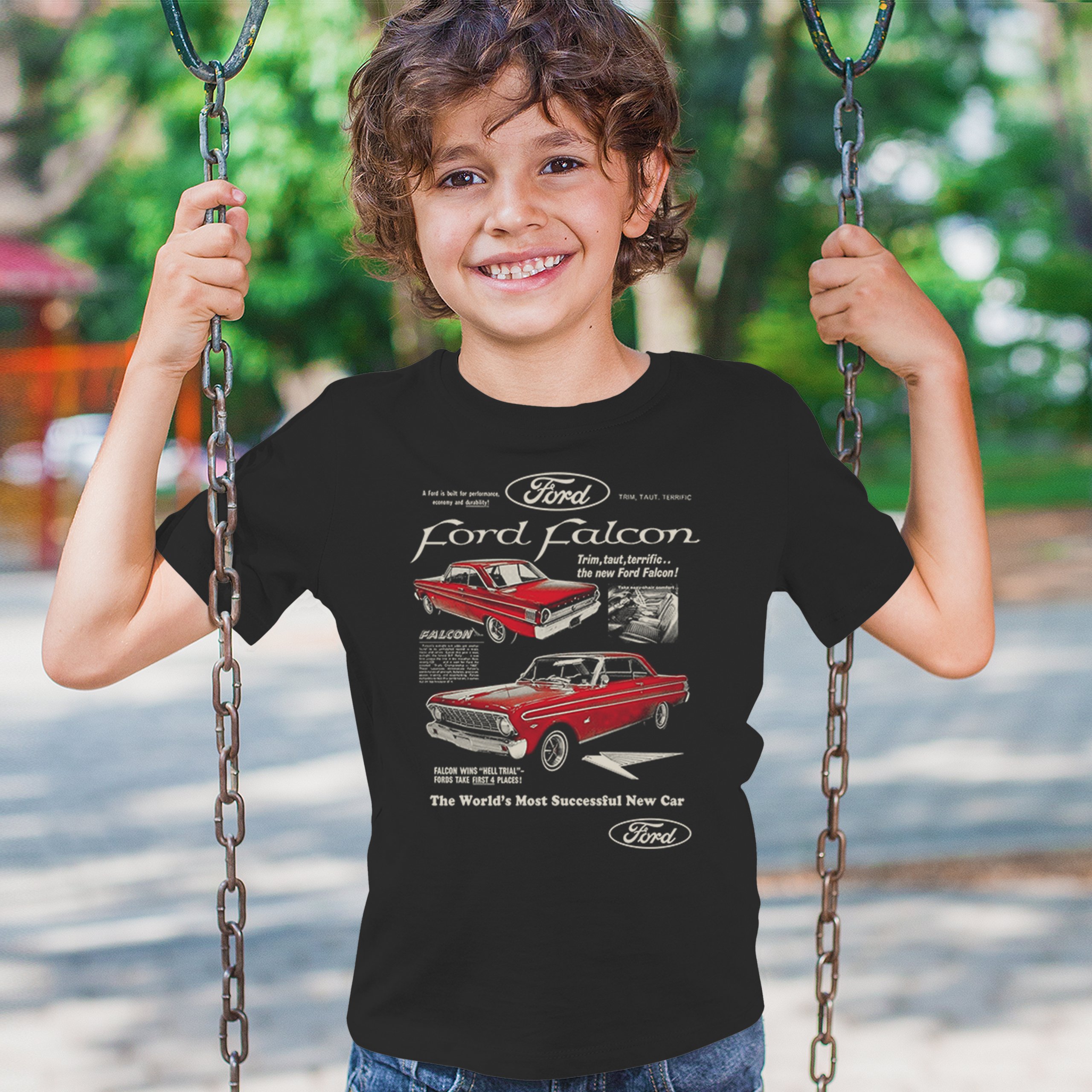 Ford Falcon Retro Poster Youth T-shirt 1960-70 Muscle Car Classic Ride Kids - Picture 5 of 8