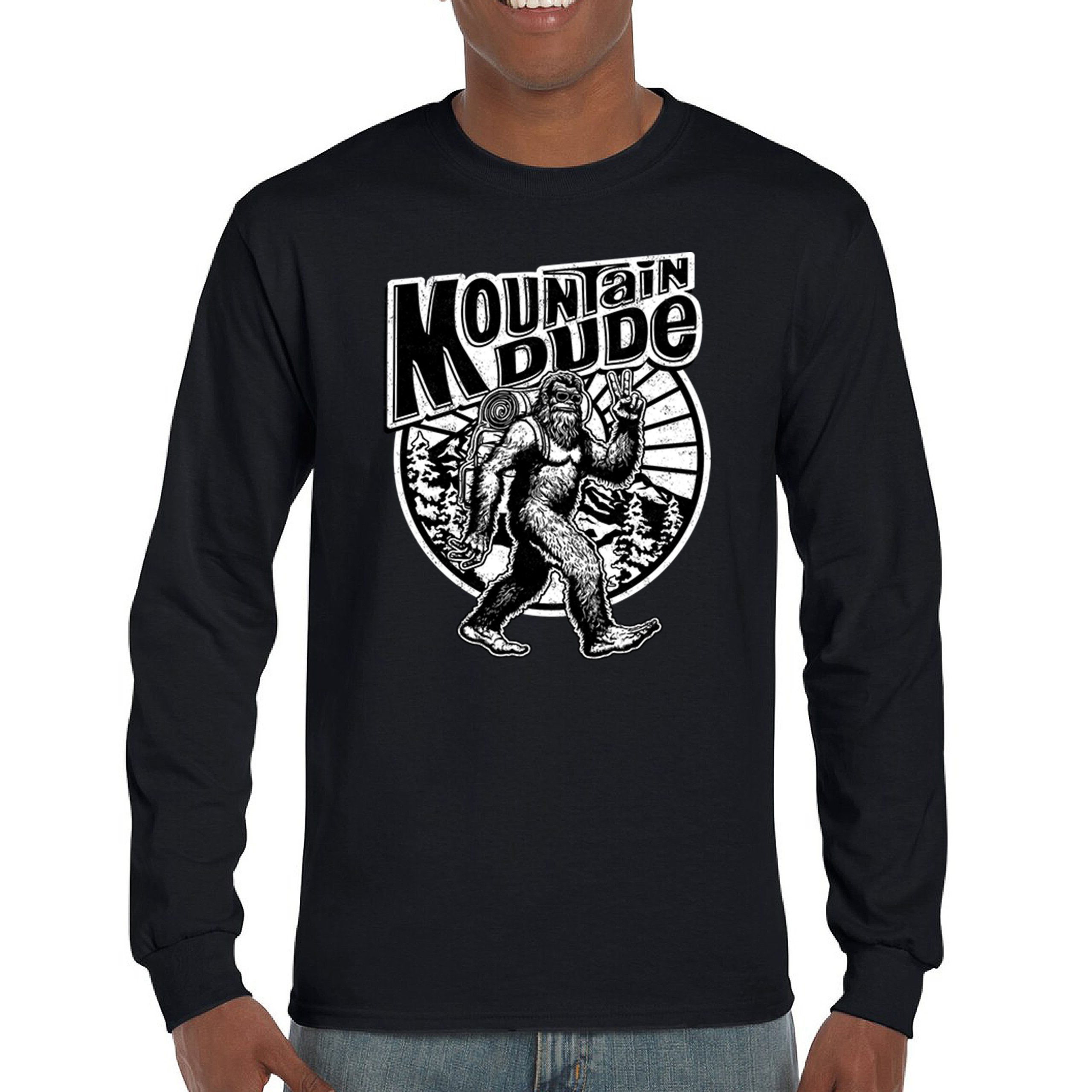 Mountain Dude Bigfoot Long Sleeve T-shirt Funny Sasquatch Hide & Seek Champ - Picture 2 of 78
