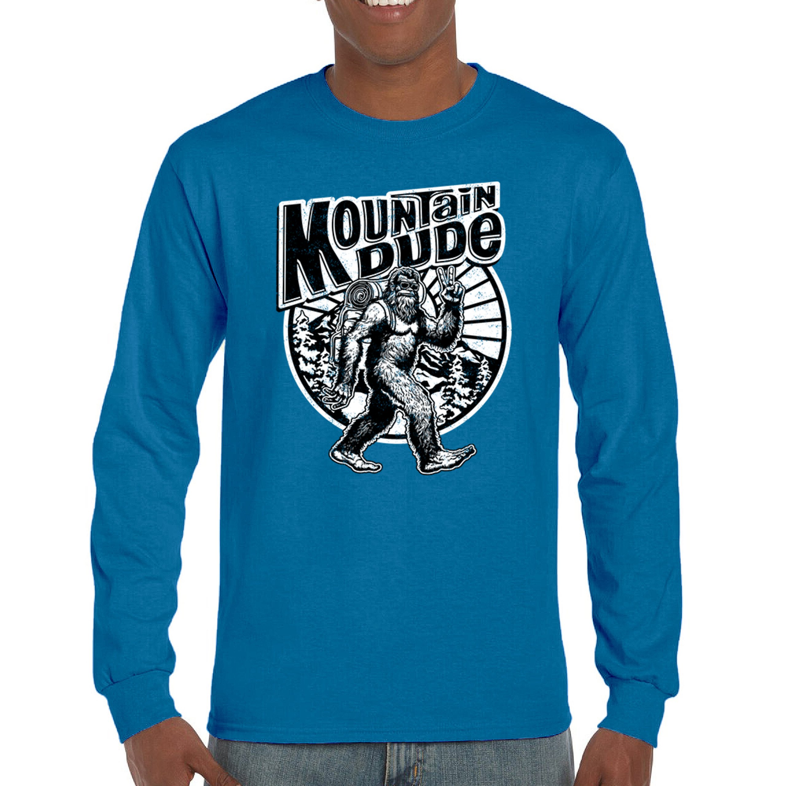 Mountain Dude Bigfoot Long Sleeve T-shirt Funny Sasquatch Hide & Seek Champ - Picture 58 of 78