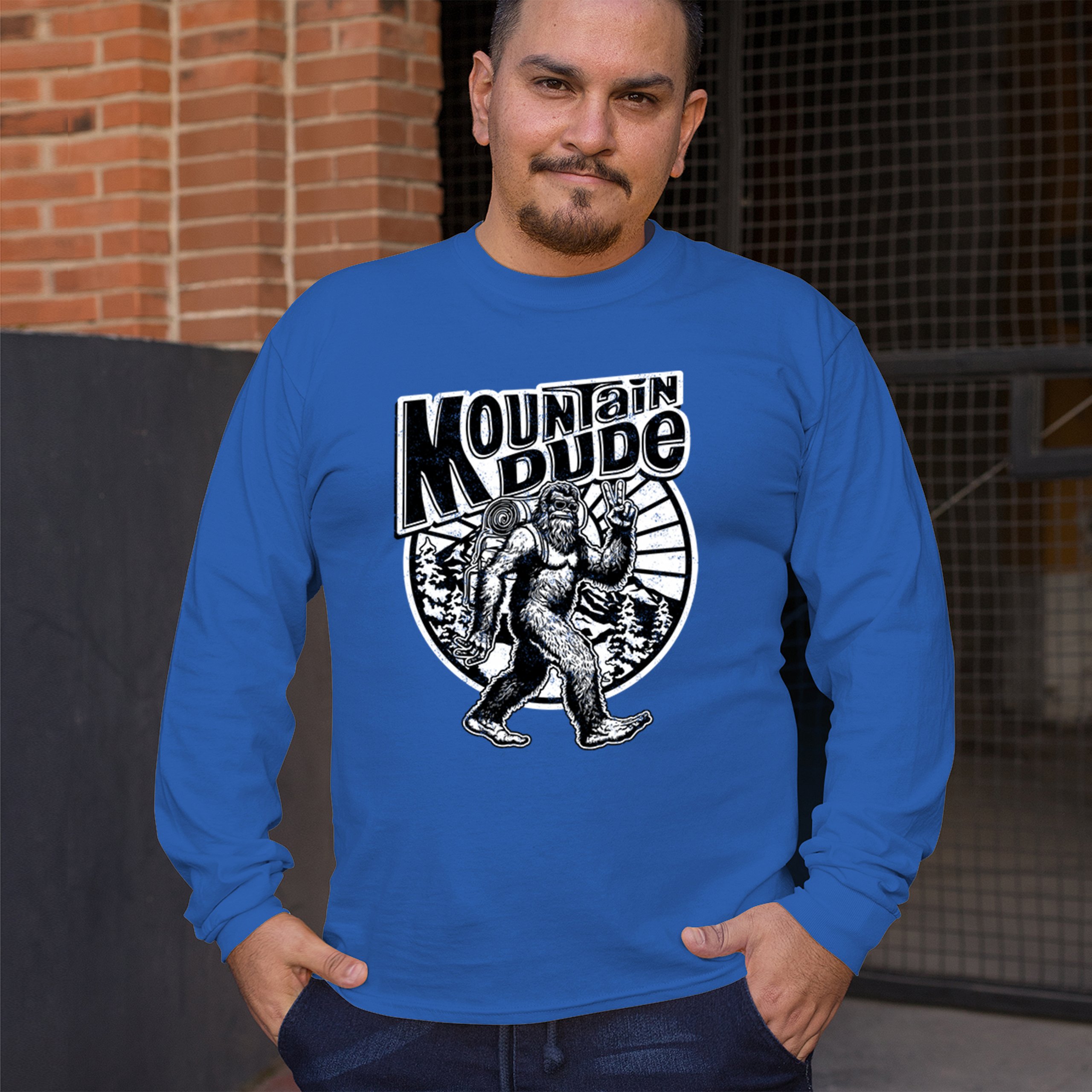 Mountain Dude Bigfoot Long Sleeve T-shirt Funny Sasquatch Hide & Seek Champ - Picture 61 of 78