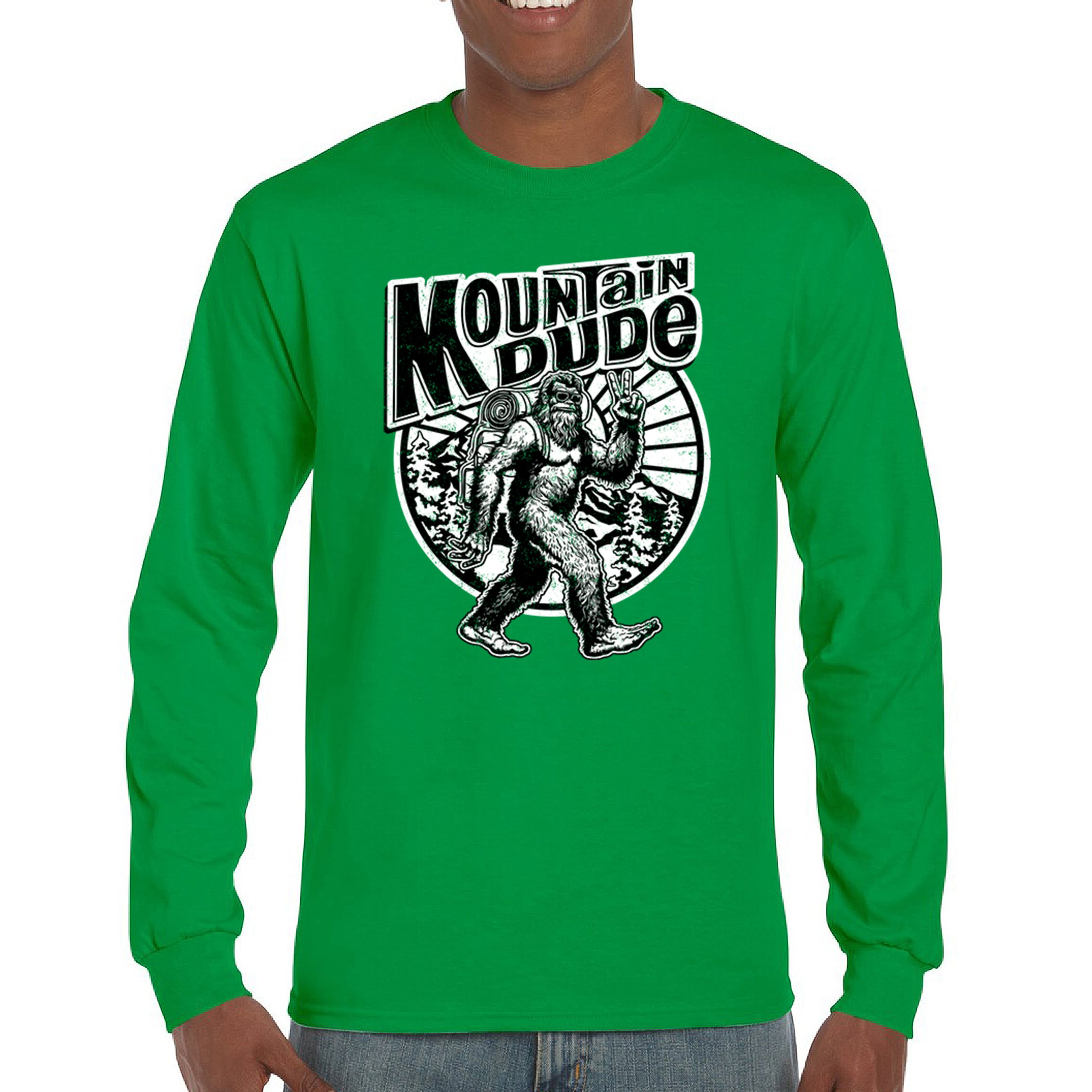 Mountain Dude Bigfoot Long Sleeve T-shirt Funny Sasquatch Hide & Seek Champ - Picture 9 of 78