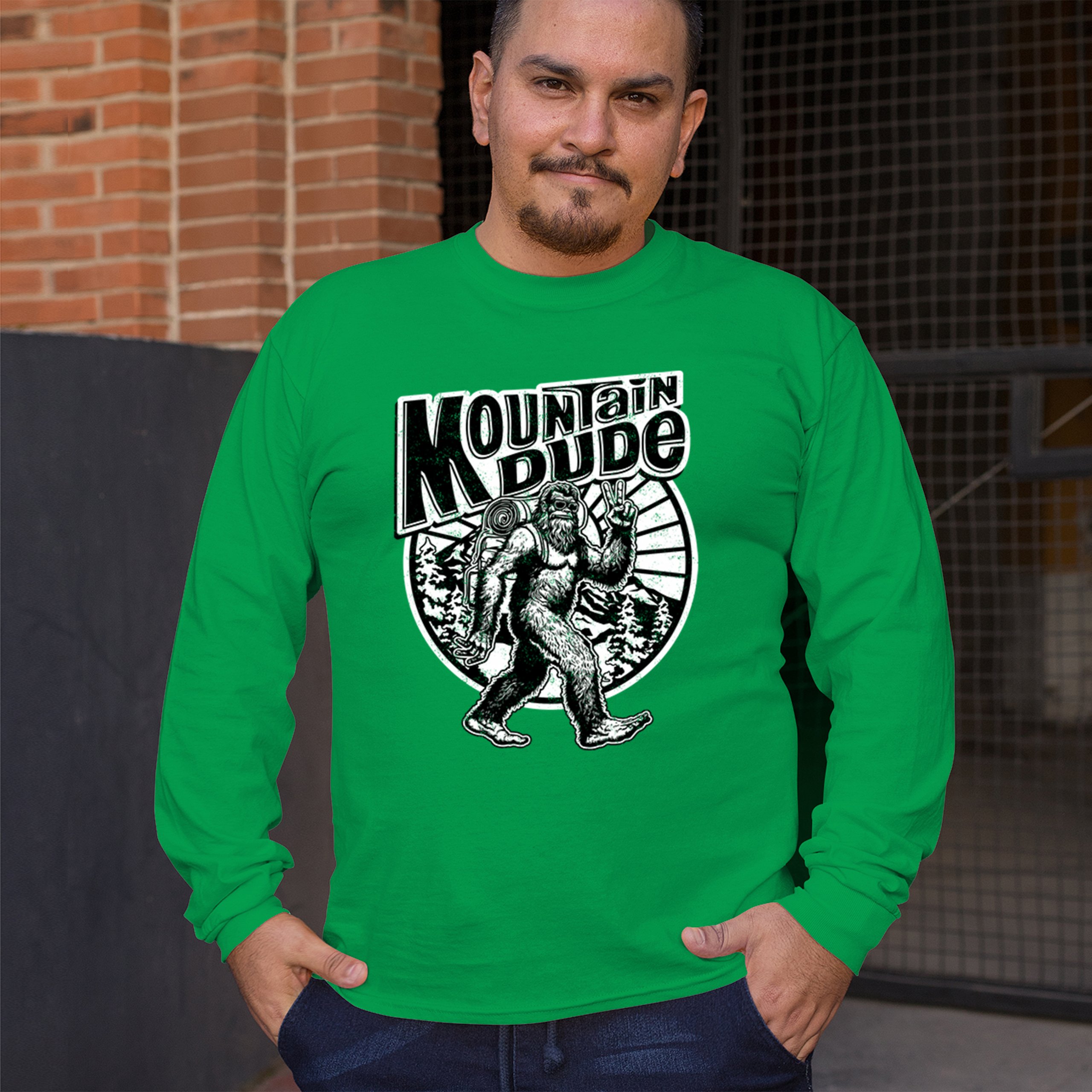 Mountain Dude Bigfoot Long Sleeve T-shirt Funny Sasquatch Hide & Seek Champ - Picture 12 of 78