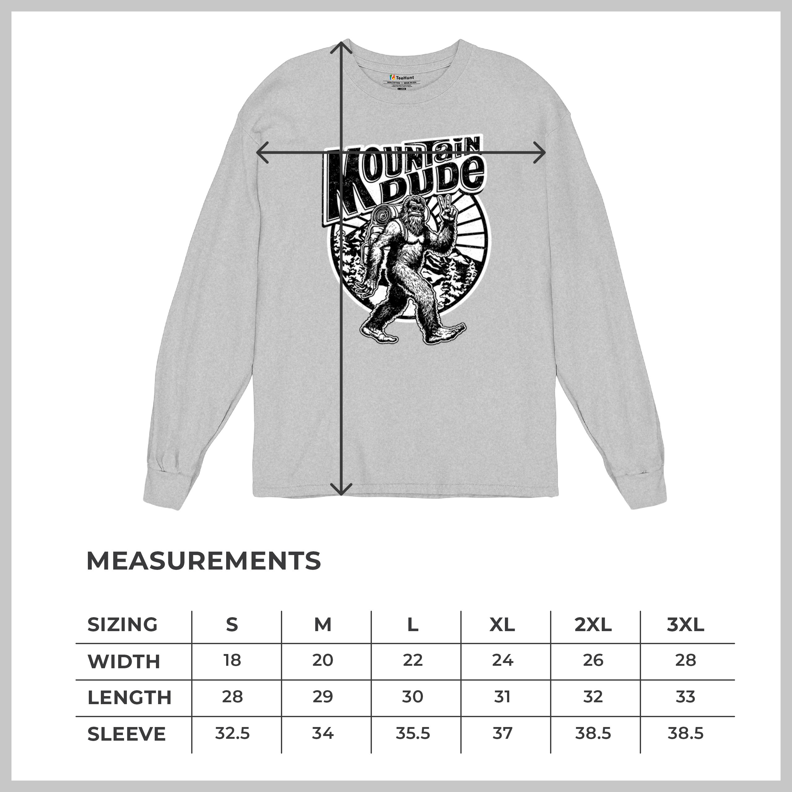 Mountain Dude Bigfoot Long Sleeve T-shirt Funny Sasquatch Hide & Seek Champ - Picture 22 of 78