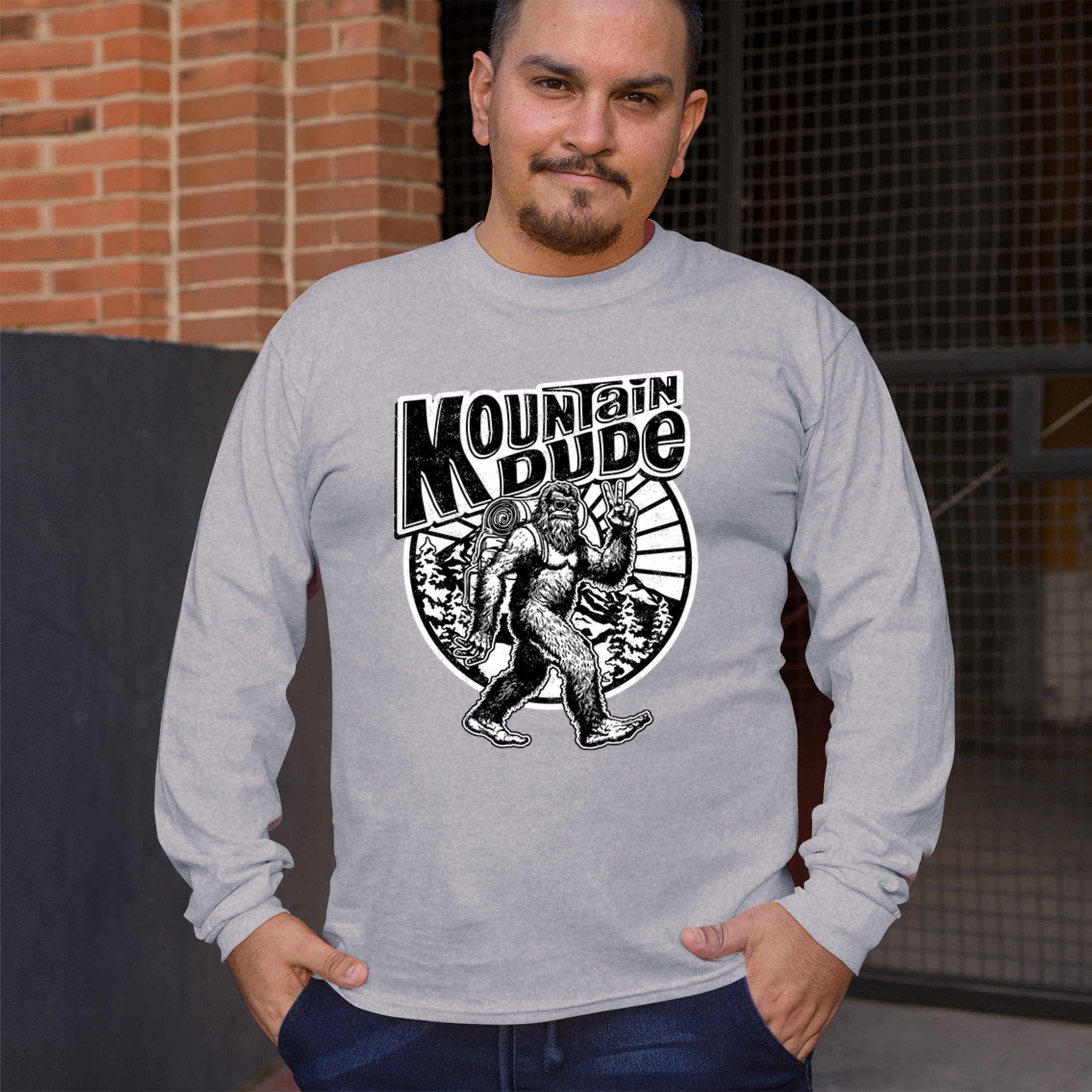 Mountain Dude Bigfoot Long Sleeve T-shirt Funny Sasquatch Hide & Seek Champ - Picture 19 of 78