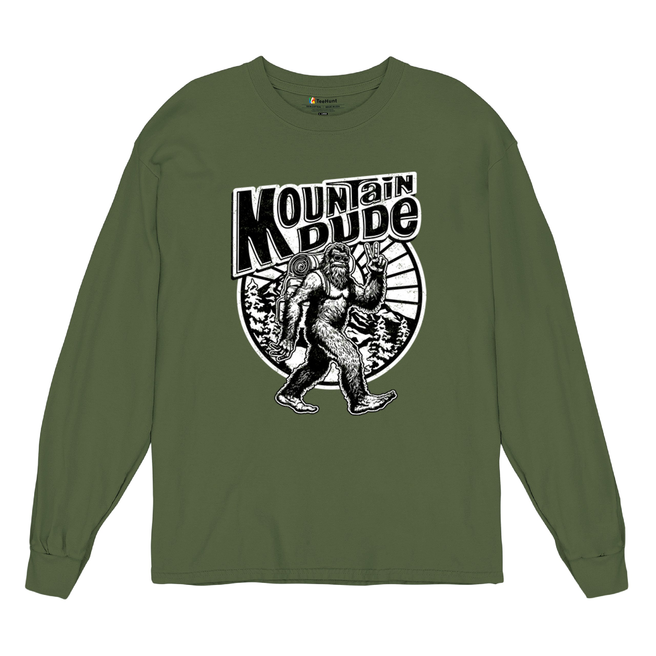 Mountain Dude Bigfoot Long Sleeve T-shirt Funny Sasquatch Hide & Seek Champ - Picture 55 of 78