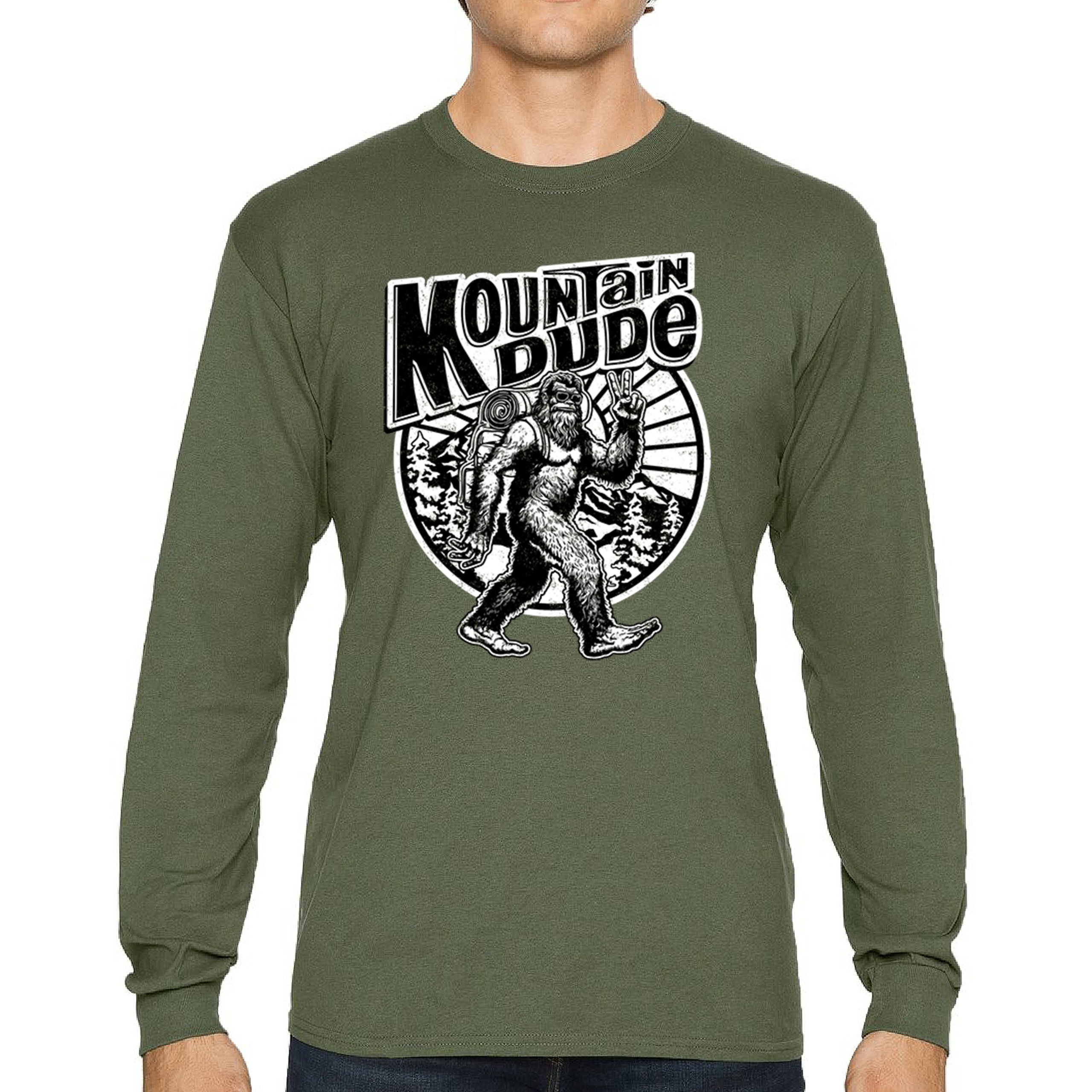 Mountain Dude Bigfoot Long Sleeve T-shirt Funny Sasquatch Hide & Seek Champ - Picture 51 of 78