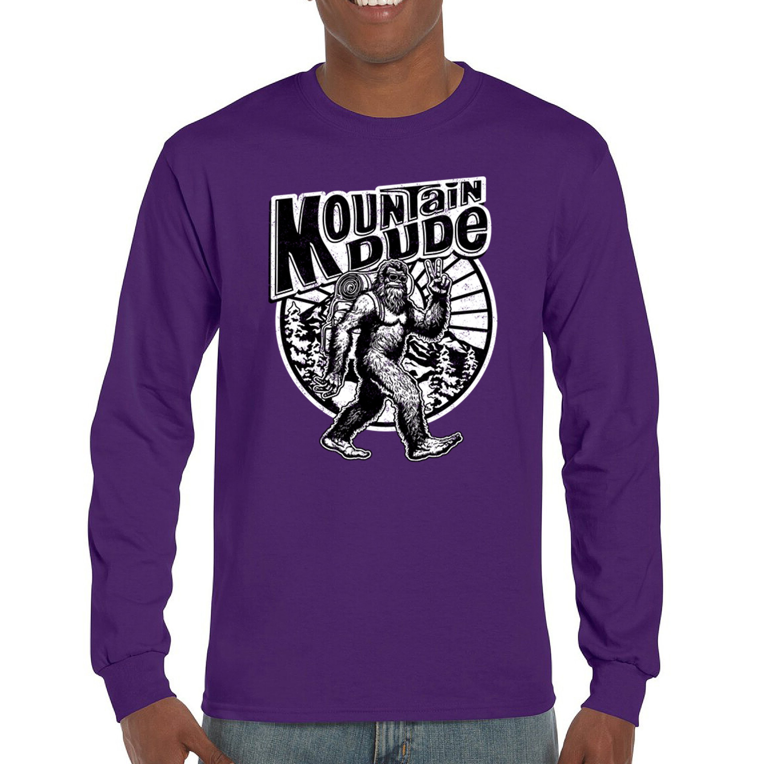 Mountain Dude Bigfoot Long Sleeve T-shirt Funny Sasquatch Hide & Seek Champ - Picture 23 of 78