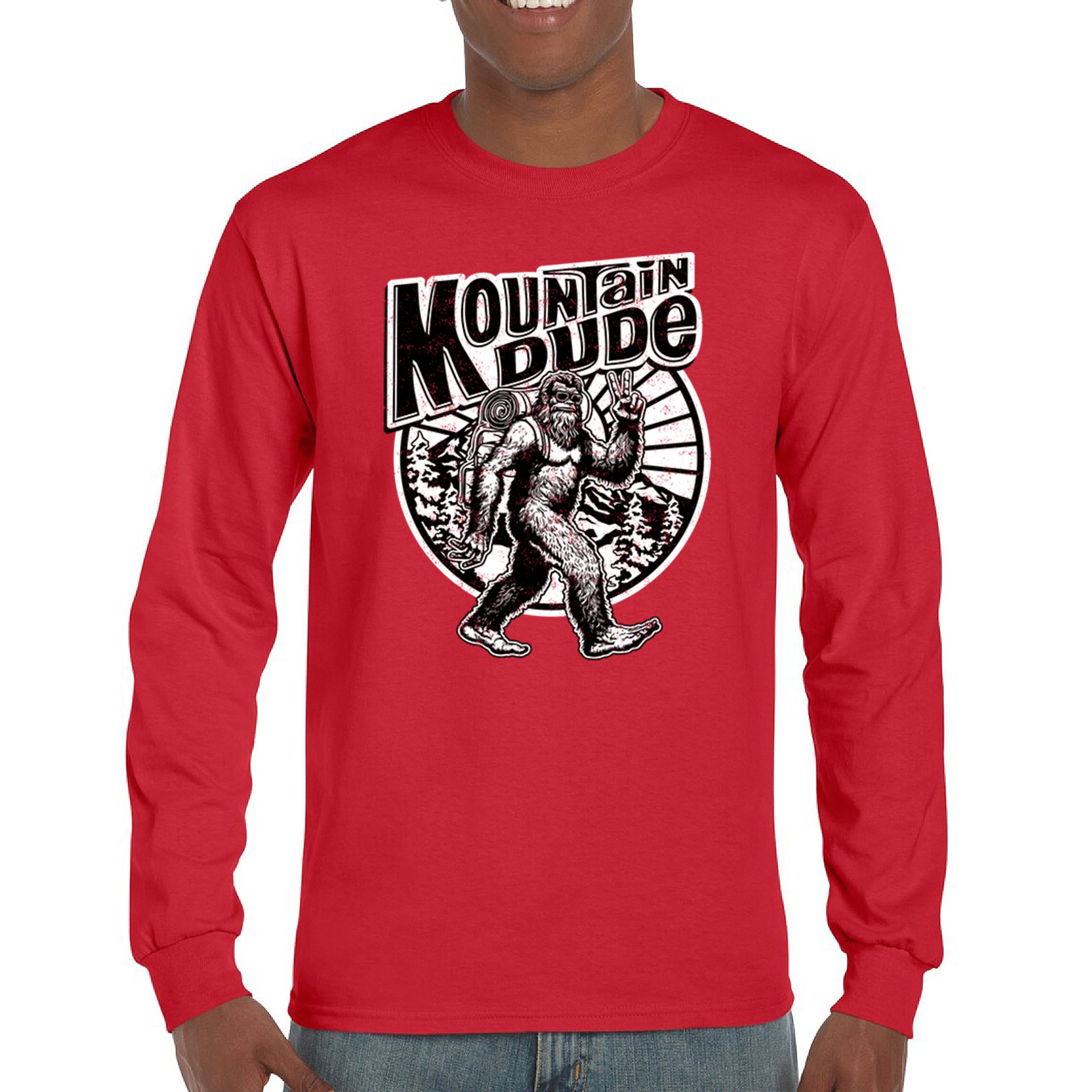Mountain Dude Bigfoot Long Sleeve T-shirt Funny Sasquatch Hide & Seek Champ - Picture 30 of 78
