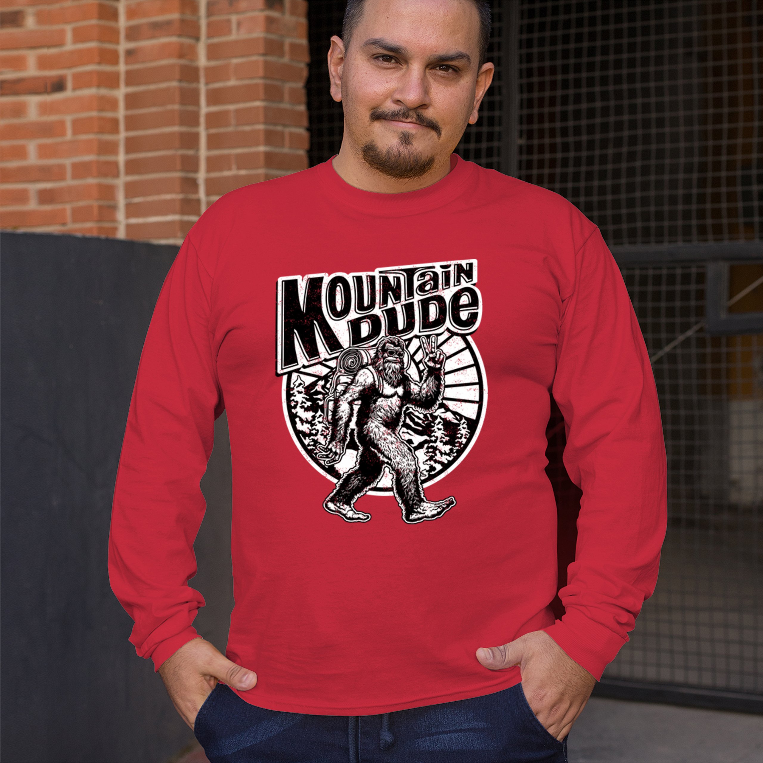 Mountain Dude Bigfoot Long Sleeve T-shirt Funny Sasquatch Hide & Seek Champ - Picture 33 of 78