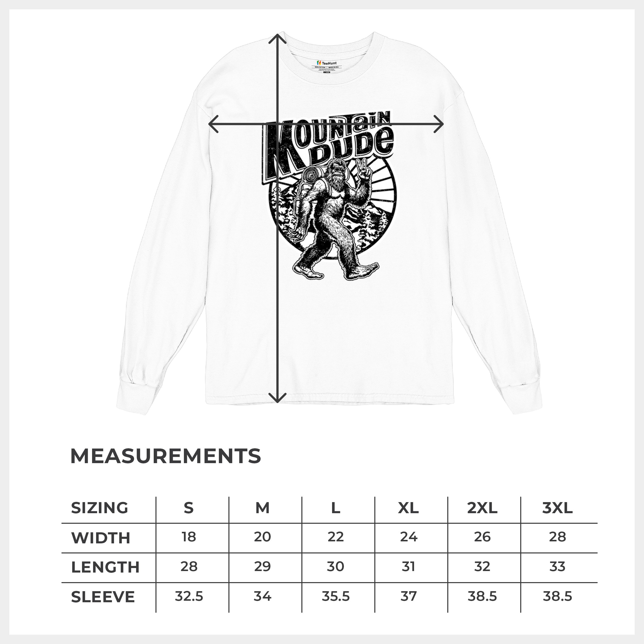 Mountain Dude Bigfoot Long Sleeve T-shirt Funny Sasquatch Hide & Seek Champ - Picture 43 of 78